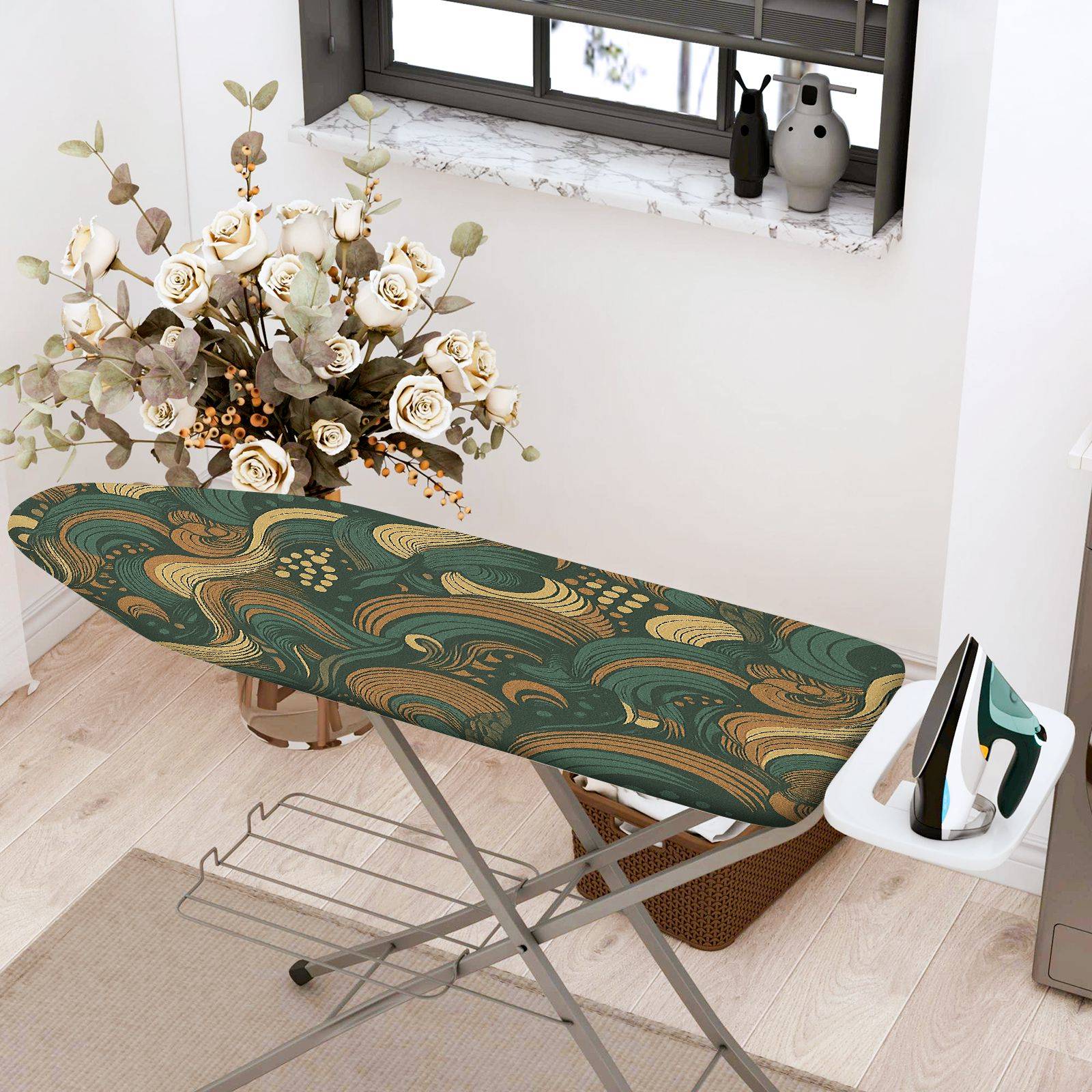 1-Piece Retro Wave Pattern Elegant  Ironing Board Cover, Universal Size, Without Board