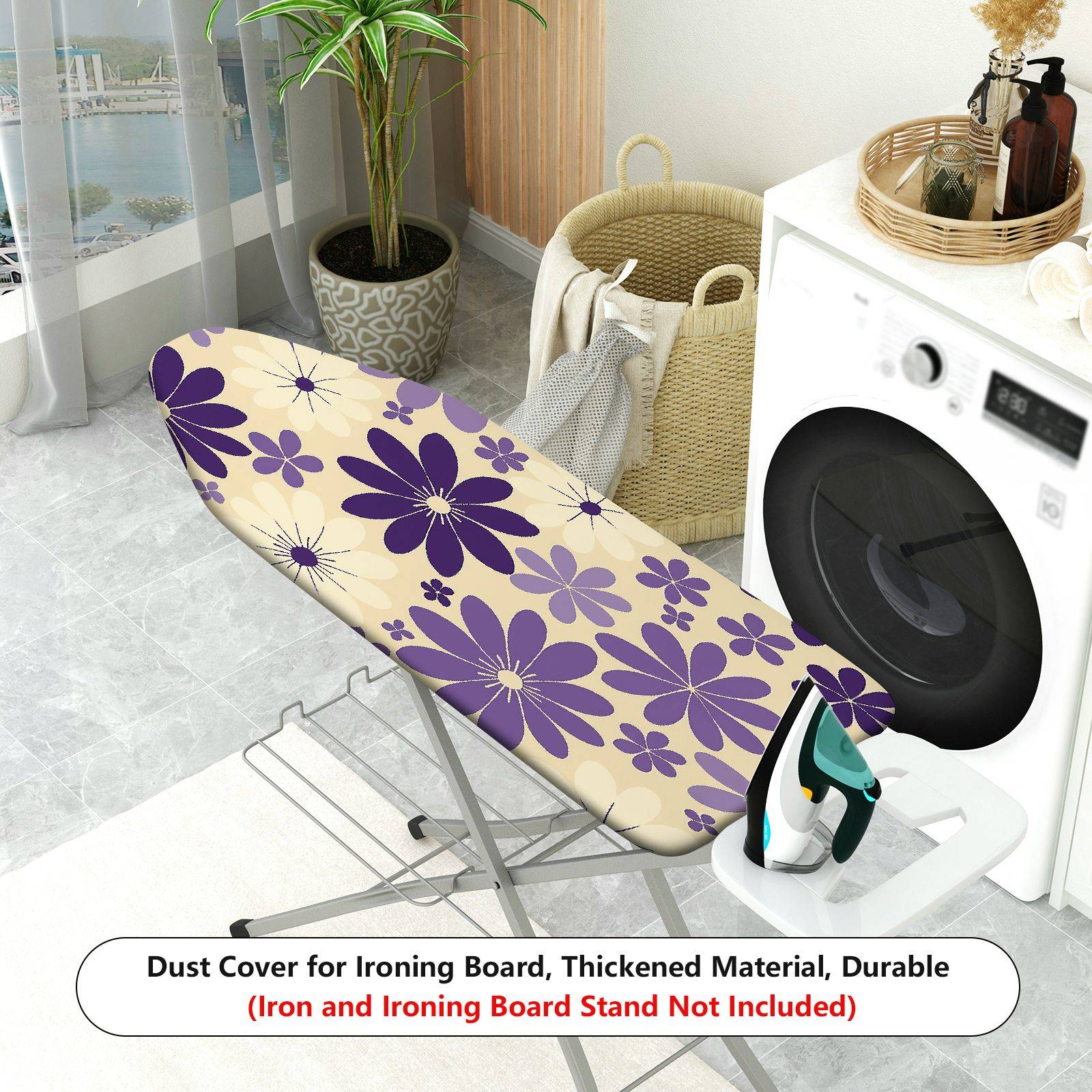 1-Piece Floral Purple Beige Flower  Ironing Board Cover, Universal Size, Without Board