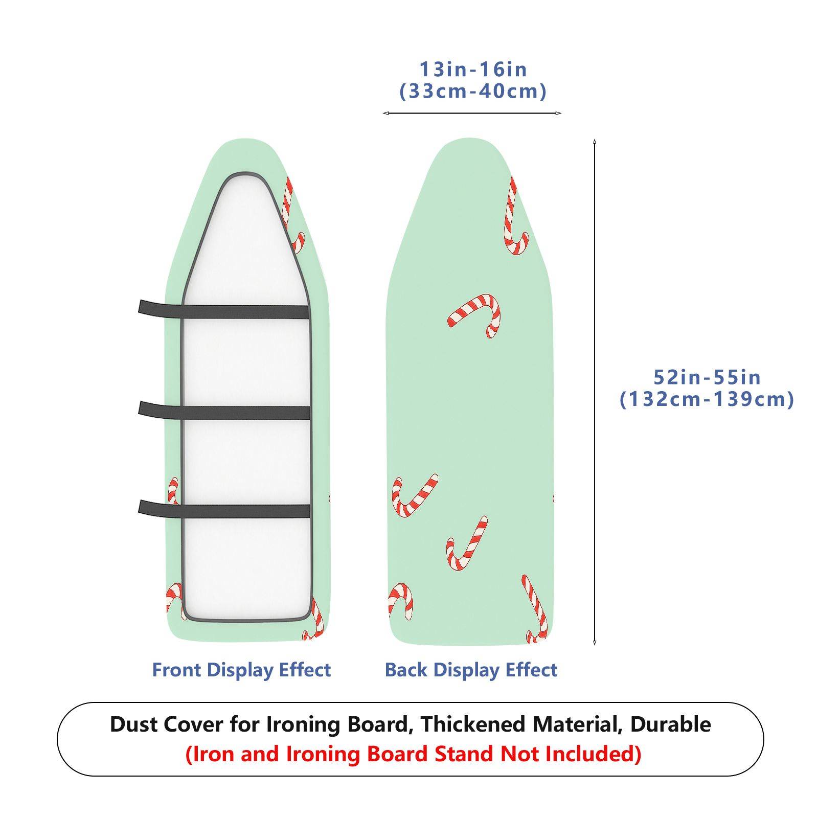 1-Piece Christmas Candy Cane Holiday  Ironing Board Cover, Universal Size, Without Board