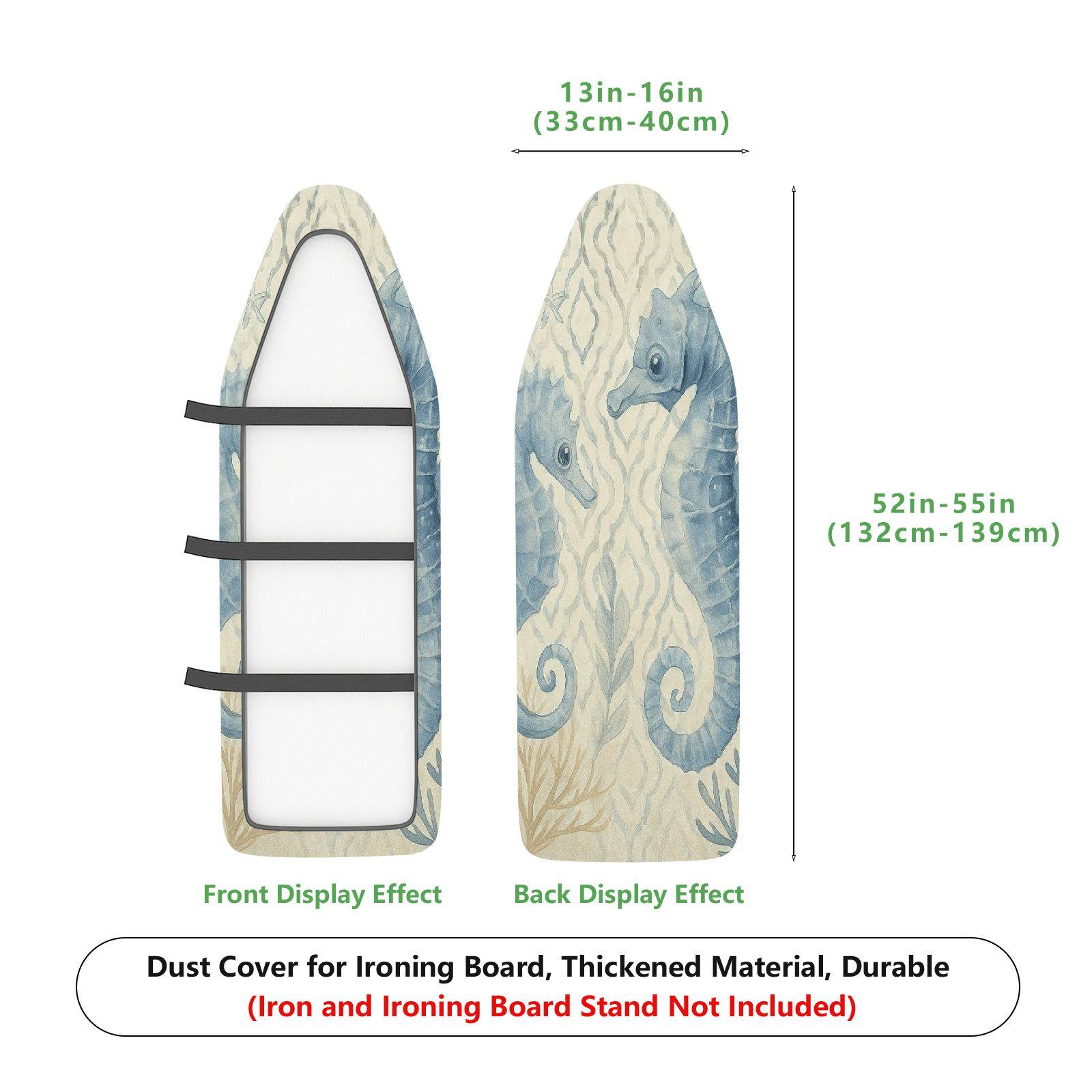 1-Piece Seahorse Ocean Blue  Ironing Board Cover, Universal Size, Without Board