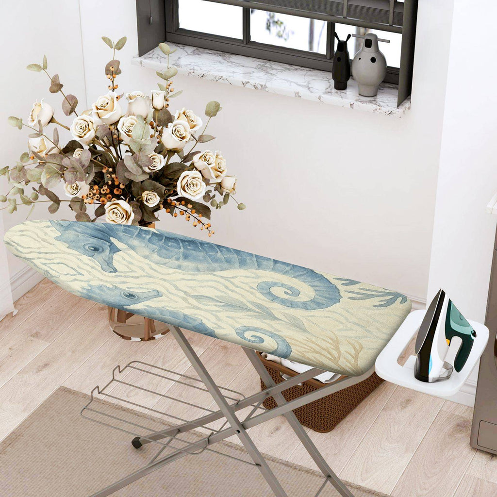 1-Piece Seahorse Ocean Blue  Ironing Board Cover, Universal Size, Without Board