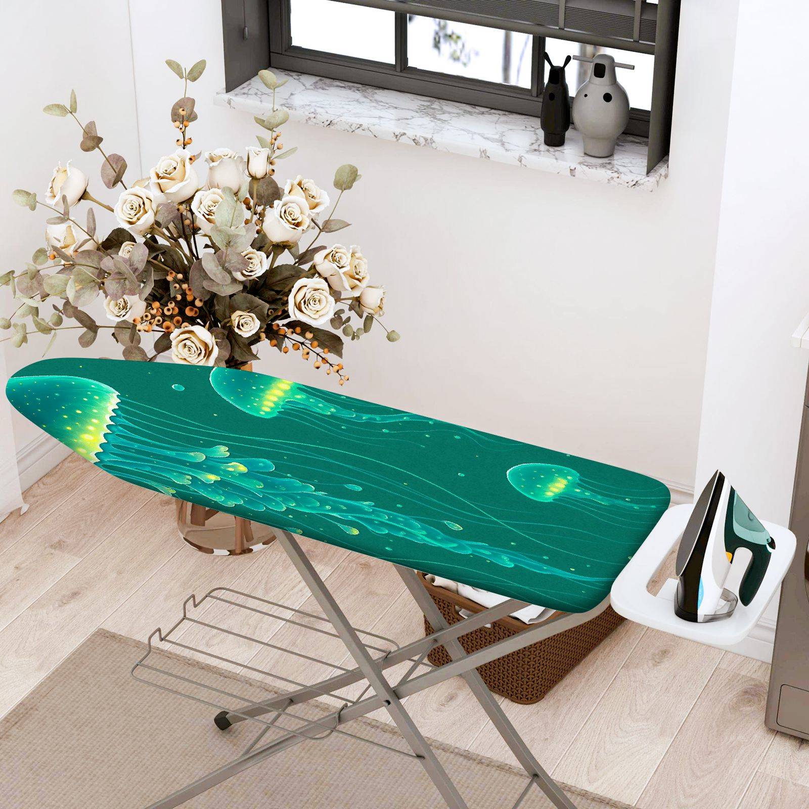 1-Piece Jellyfish Ocean Blue  Ironing Board Cover, Universal Size, Without Board