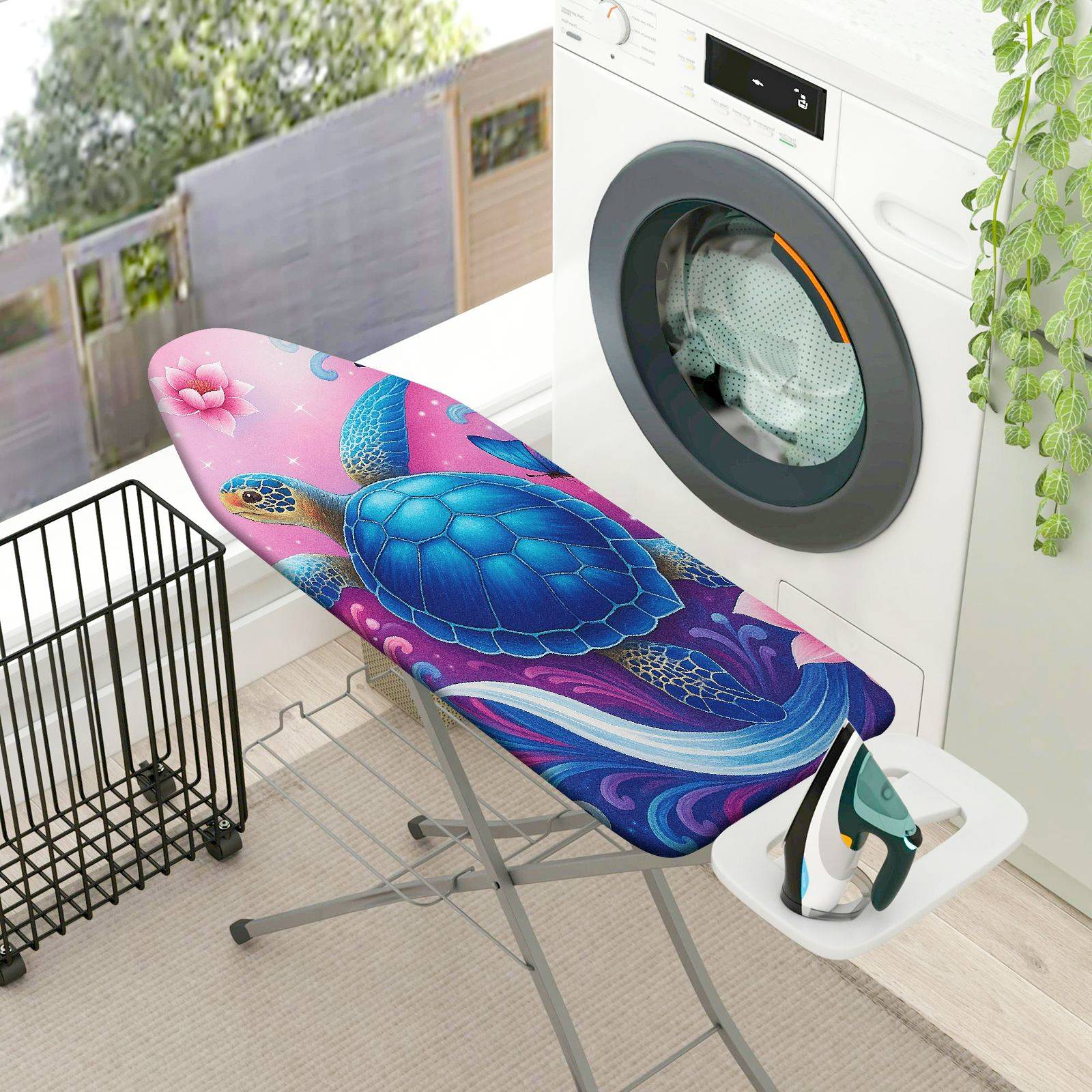 1-Piece Turtle Pink Floral  Ironing Board Cover, Universal Size, Without Board