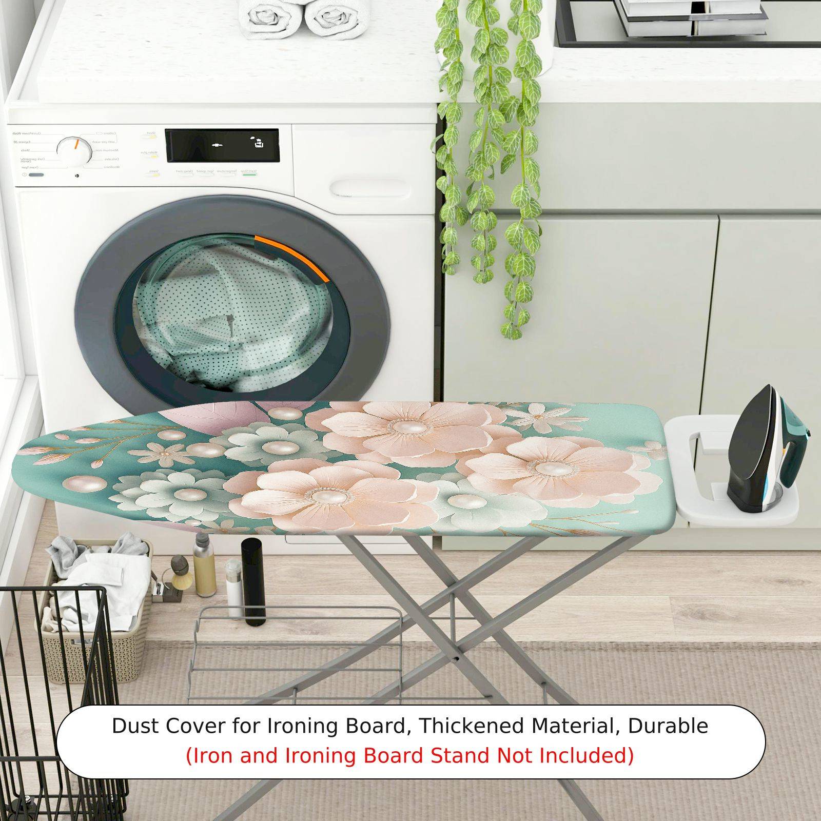 1-Piece Floral Pattern Pastel Green Beige  Ironing Board Cover, Universal Size, Without Board
