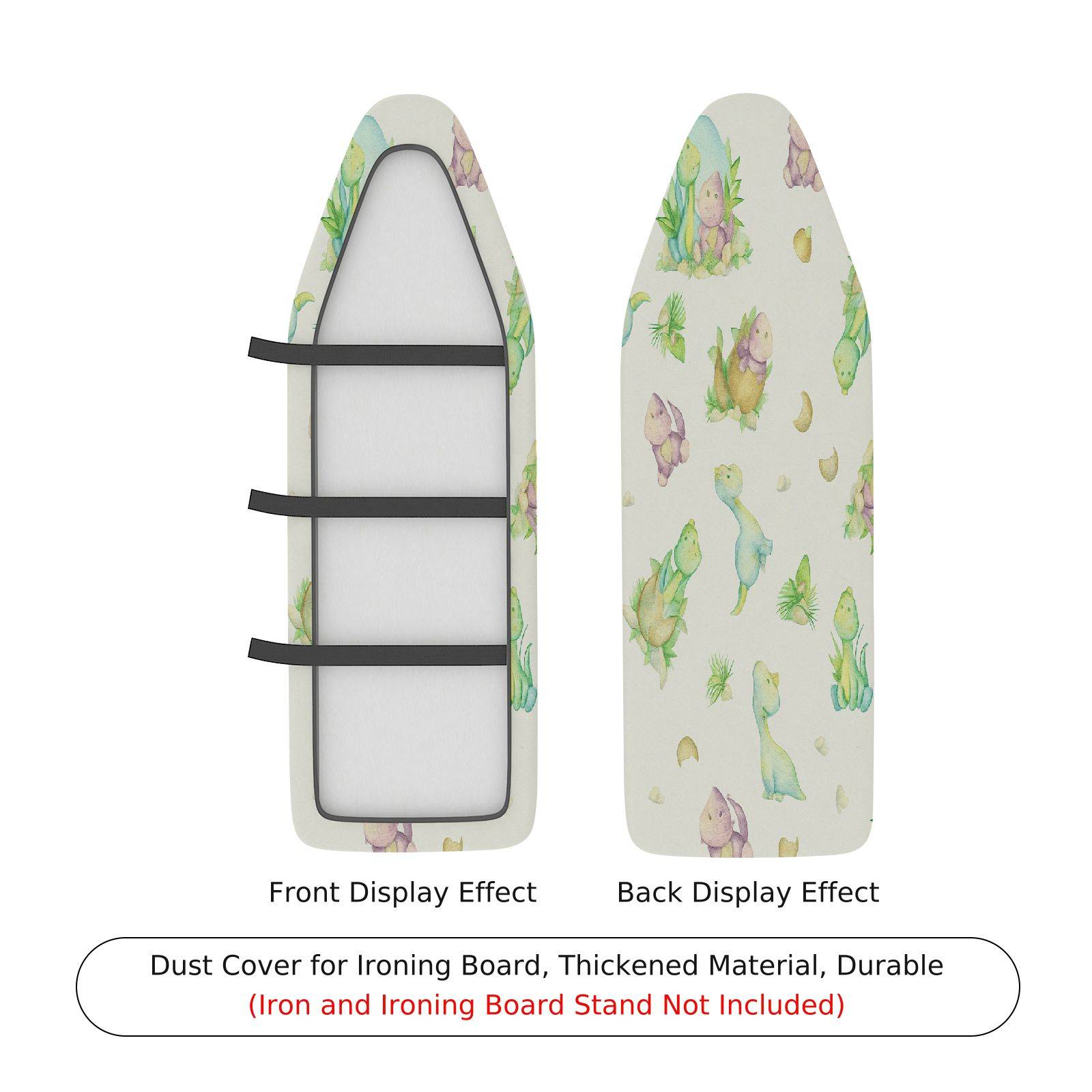 1-Piece Dinosaur Green Plants Animal  Ironing Board Cover, Universal Size, Without Board