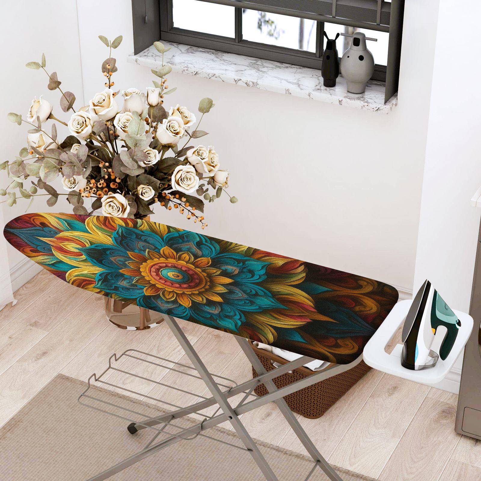 1-Piece Floral Colorful Abstract  Ironing Board Cover, Universal Size, Without Board