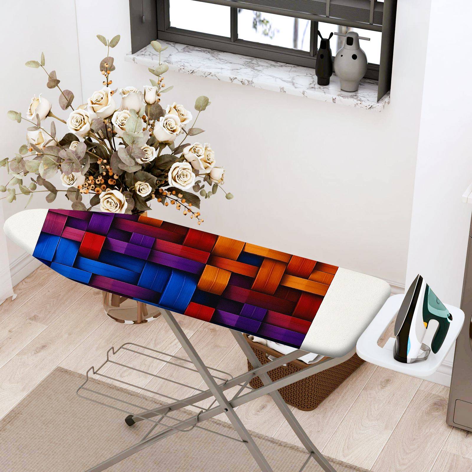 1-Piece Colorful Abstract Geometric  Ironing Board Cover, Universal Size, Without Board