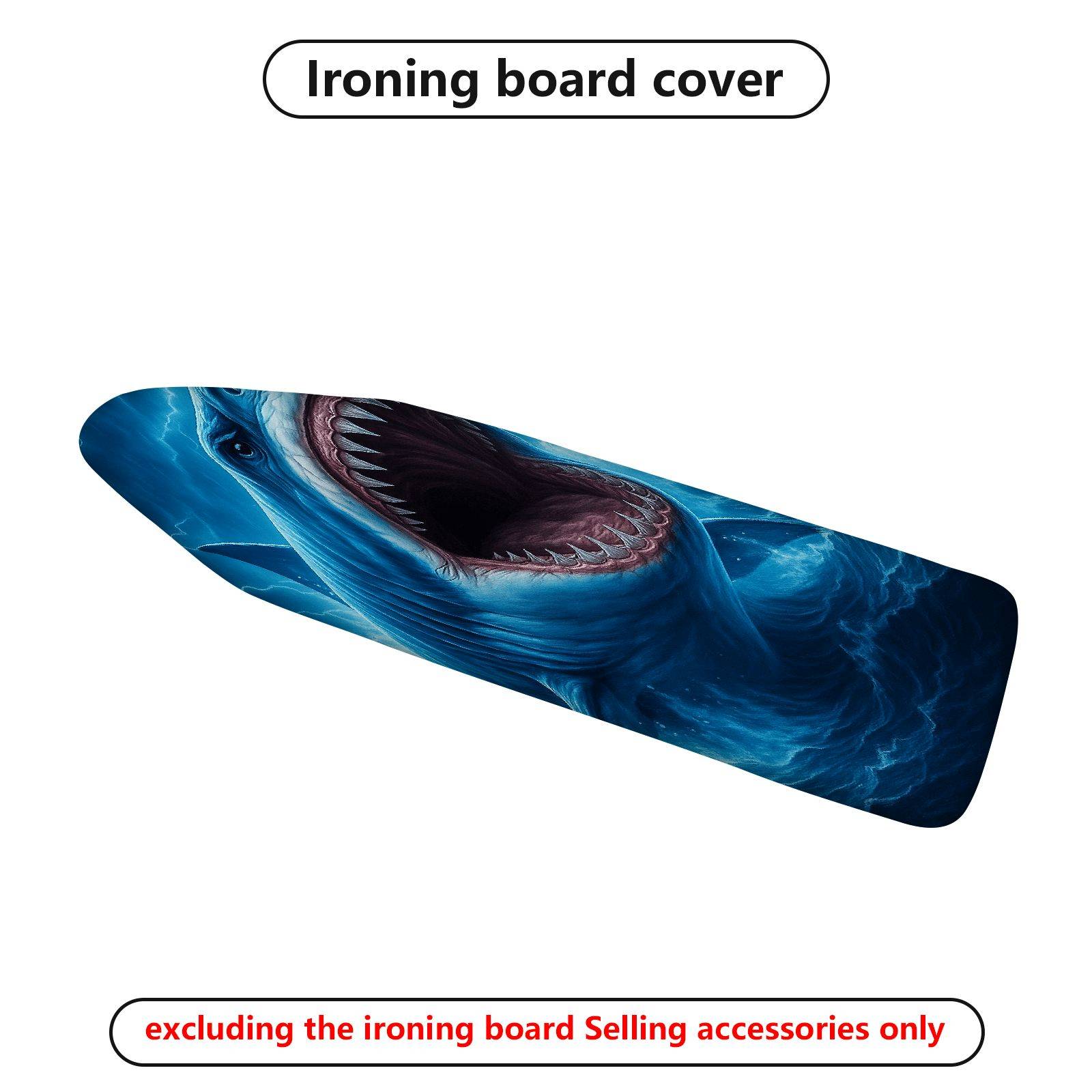 1-Piece Shark Ocean Art Cool  Ironing Board Cover, Universal Size, Without Board