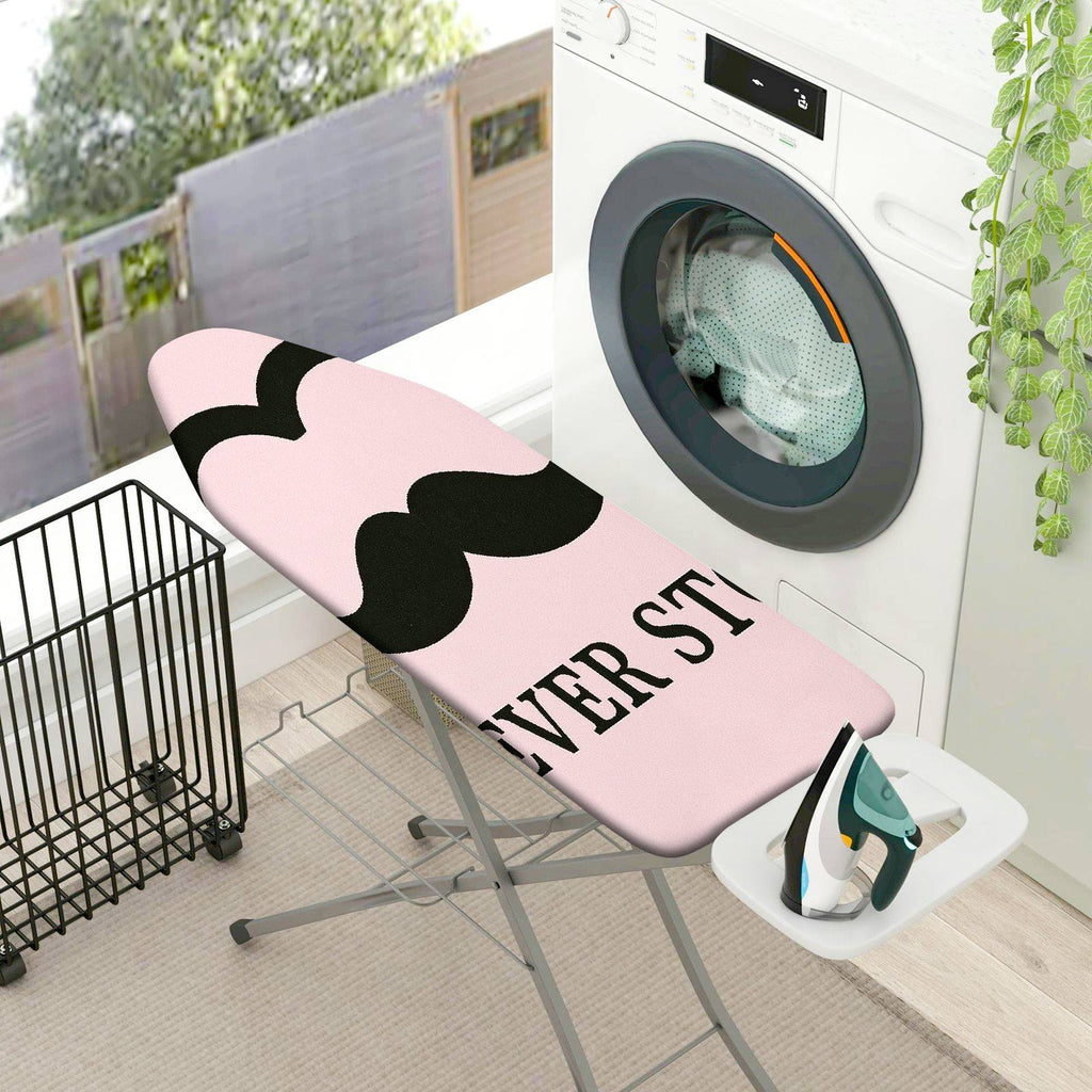 1-Piece Pink Black Mustache  Ironing Board Cover, Universal Size, Without Board