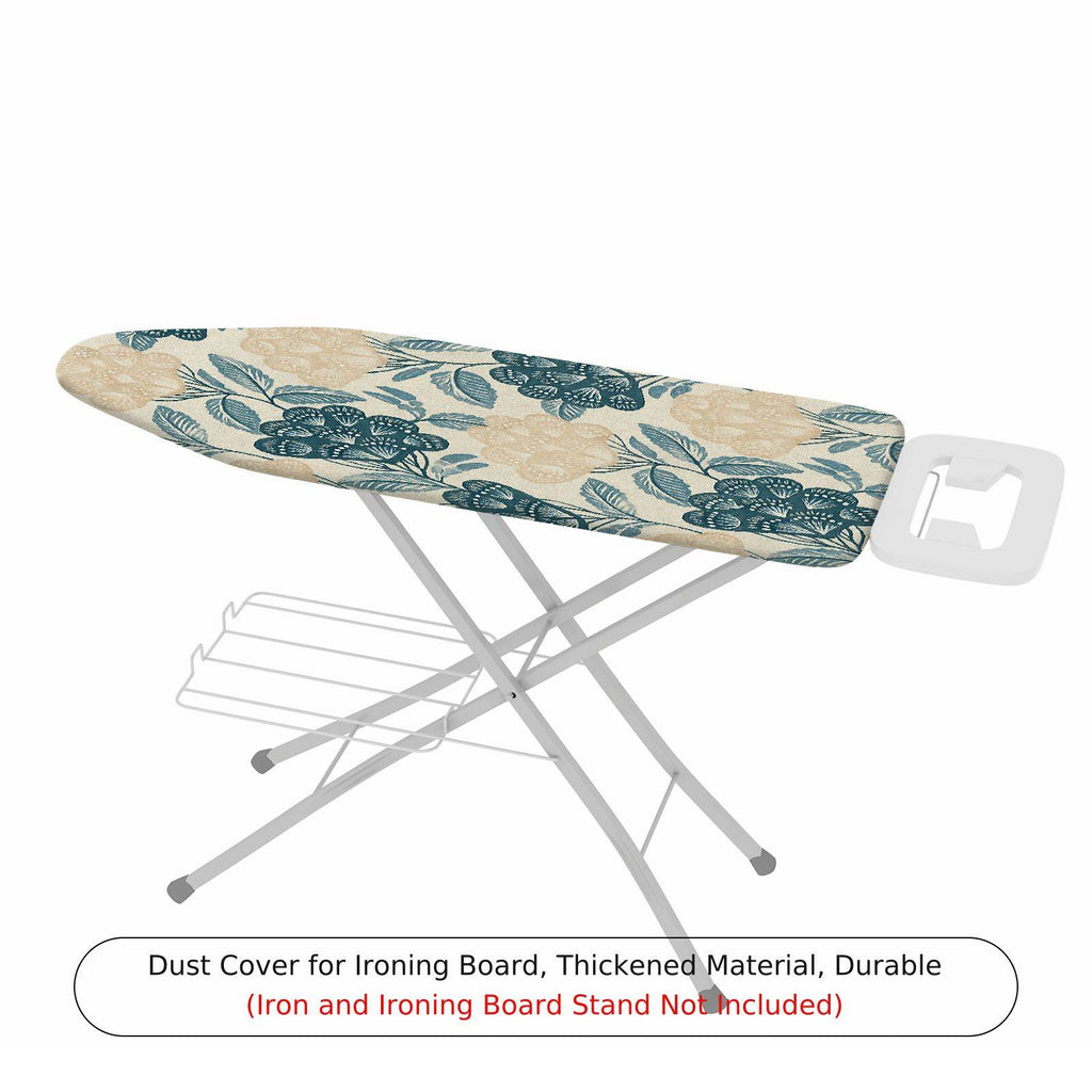 1-Piece Floral Leaf Beige Blue  Ironing Board Cover, Universal Size, Without Board