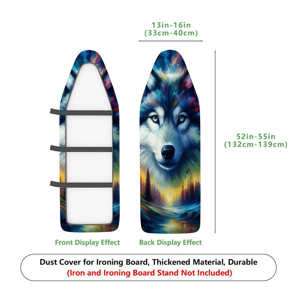 1-Piece Wolf Art Colorful Animal Painting  Ironing Board Cover, Universal Size, Without Board