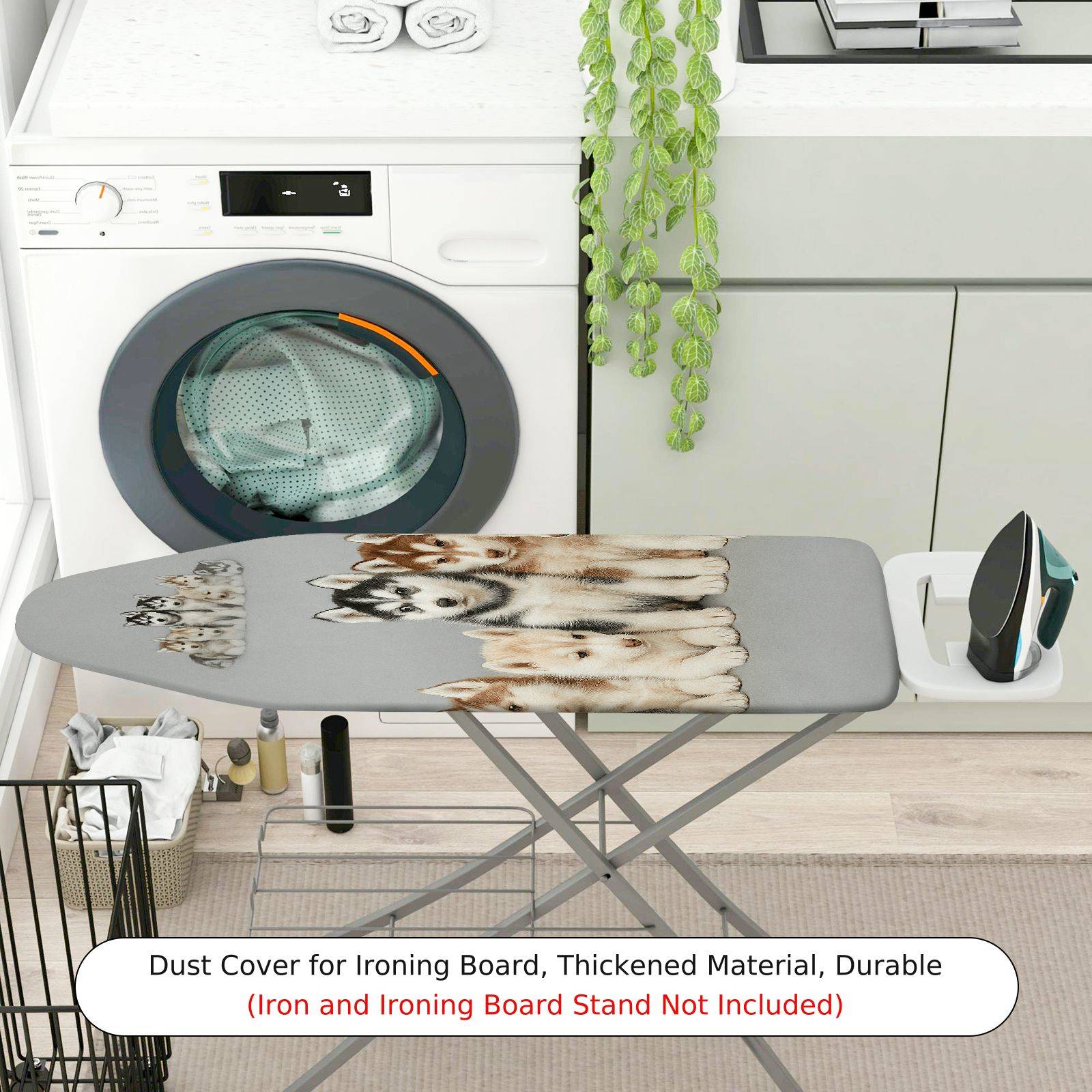 1-Piece Dog Pattern Cute Animal Grey  Ironing Board Cover, Universal Size, Without Board