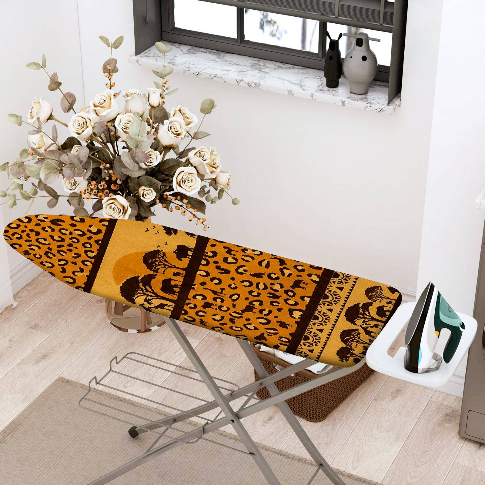 1-Piece African Leopard Animal Print  Ironing Board Cover, Universal Size, Without Board