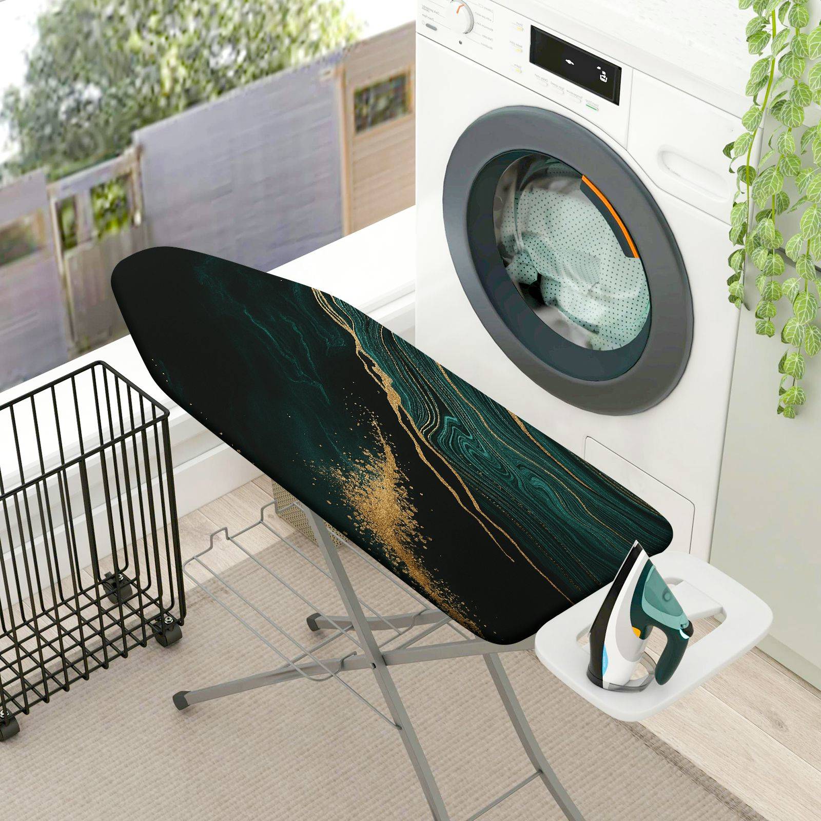 1-Piece Black Gold Abstract Art  Ironing Board Cover, Universal Size, Without Board