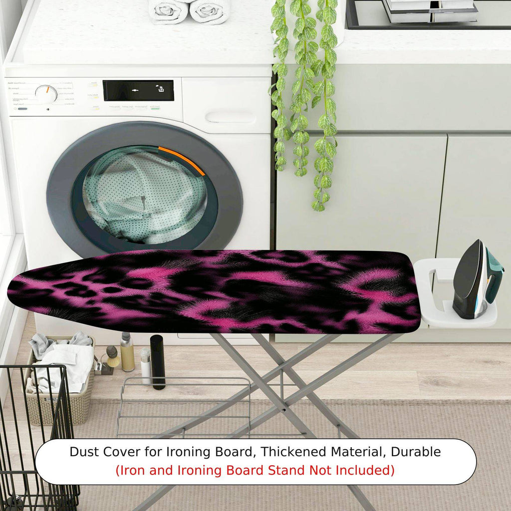 1-Piece Leopard Print Pink Black  Ironing Board Cover, Universal Size, Without Board
