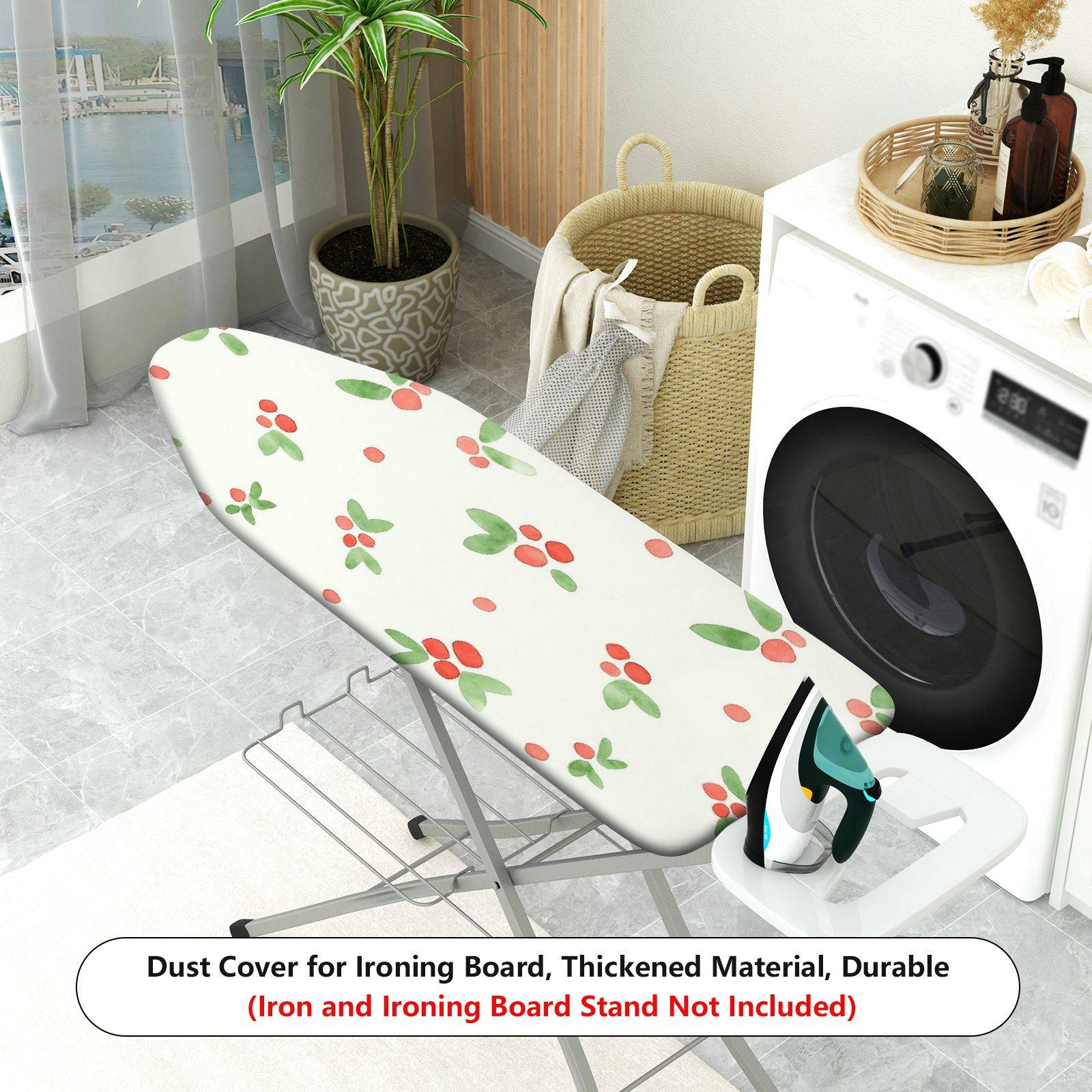 1-Piece Christmas Cherry Floral  Ironing Board Cover, Universal Size, Without Board
