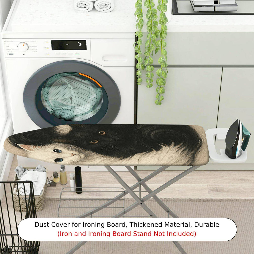 1-Piece Cat Black White Animals  Ironing Board Cover, Universal Size, Without Board