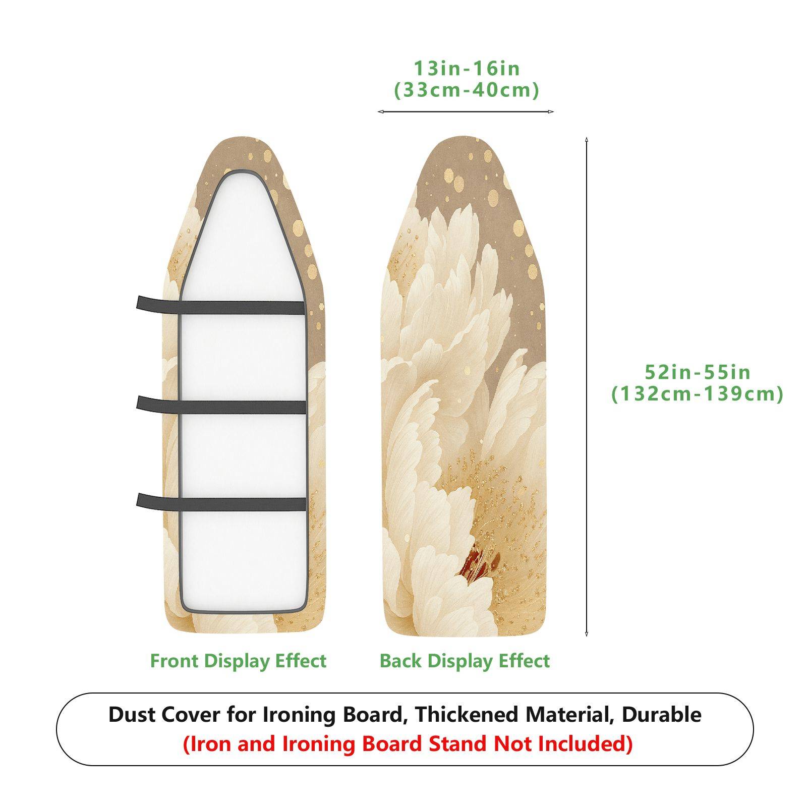1-Piece Floral Beige Gold  Ironing Board Cover, Universal Size, Without Board