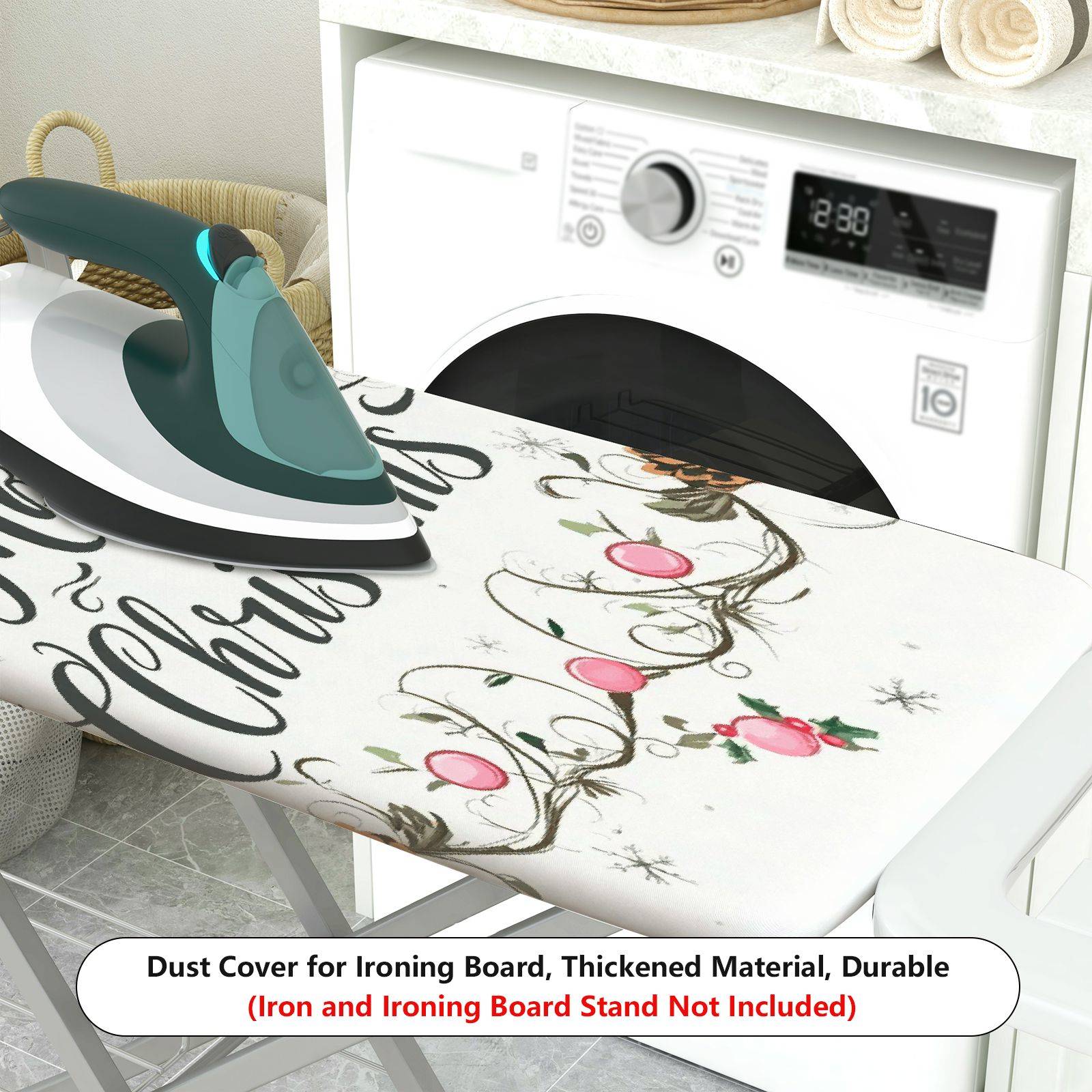 1-Piece Christmas Decoration Floral Happy Holidays  Ironing Board Cover, Universal Size, Without Board