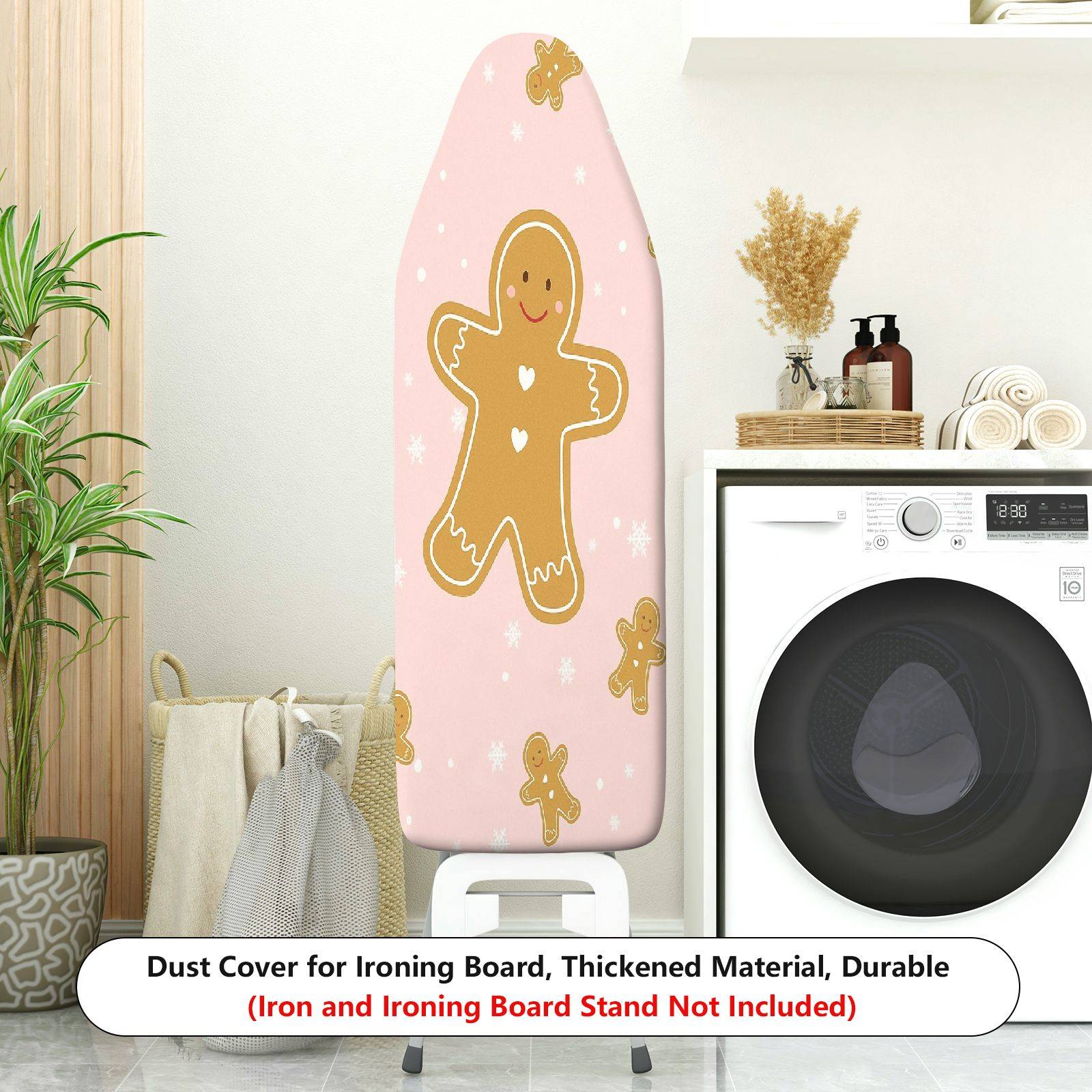 1-Piece Christmas Gingerbread Snowflakes  Ironing Board Cover, Universal Size, Without Board