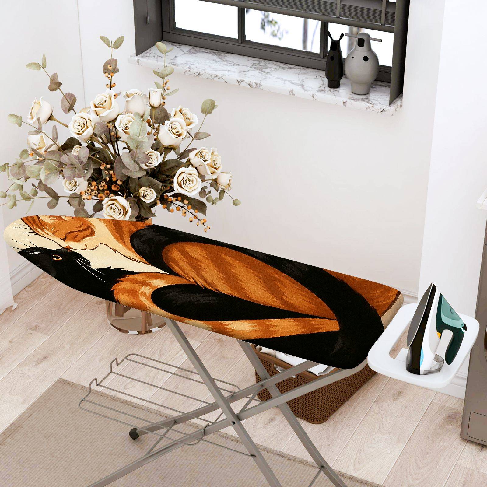 1-Piece Cat Pattern Artistic Animal  Ironing Board Cover, Universal Size, Without Board