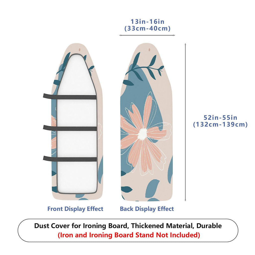 1-Piece Floral Pattern Blue Beige Leaves  Ironing Board Cover, Universal Size, Without Board