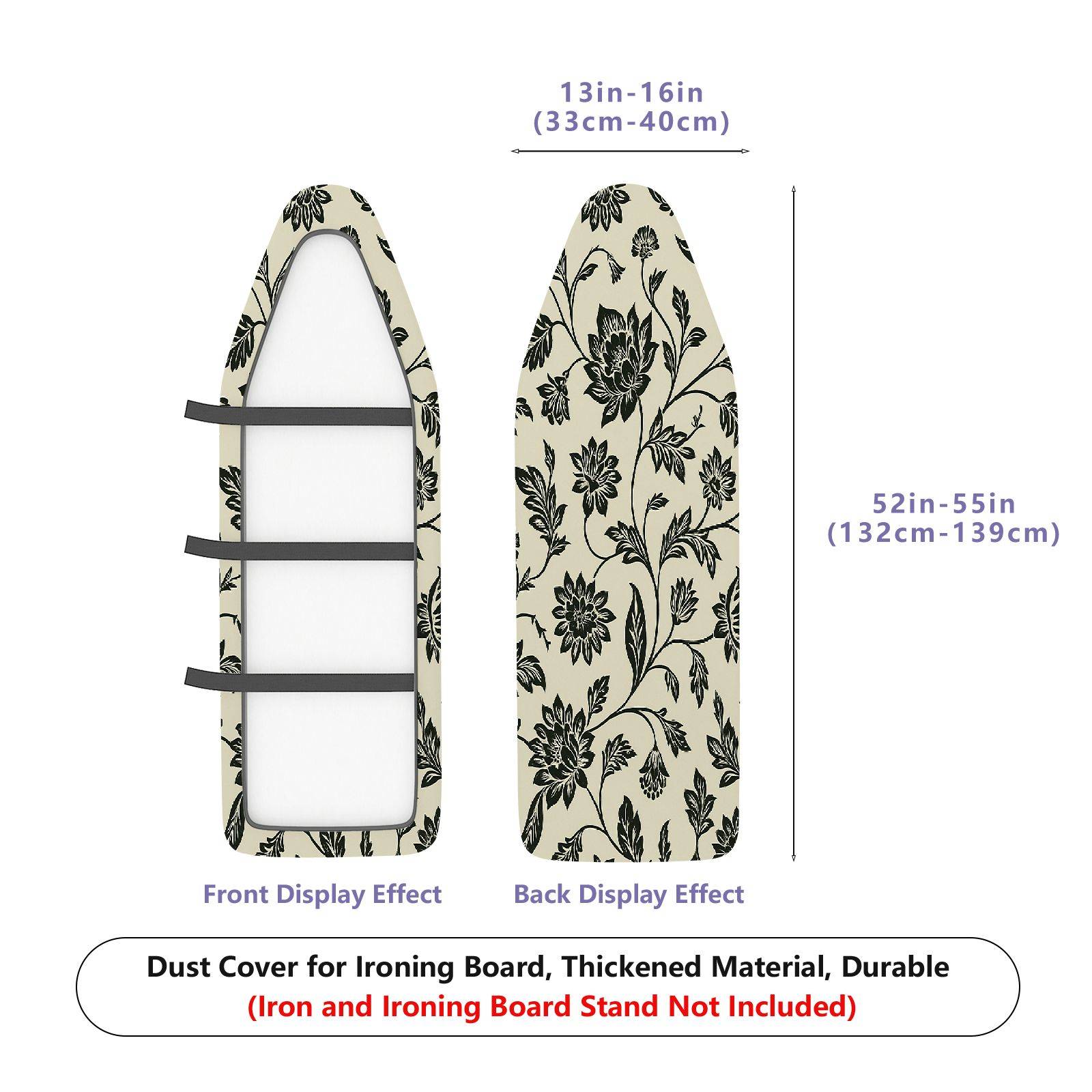 1-Piece Floral Pattern Black Beige  Ironing Board Cover, Universal Size, Without Board