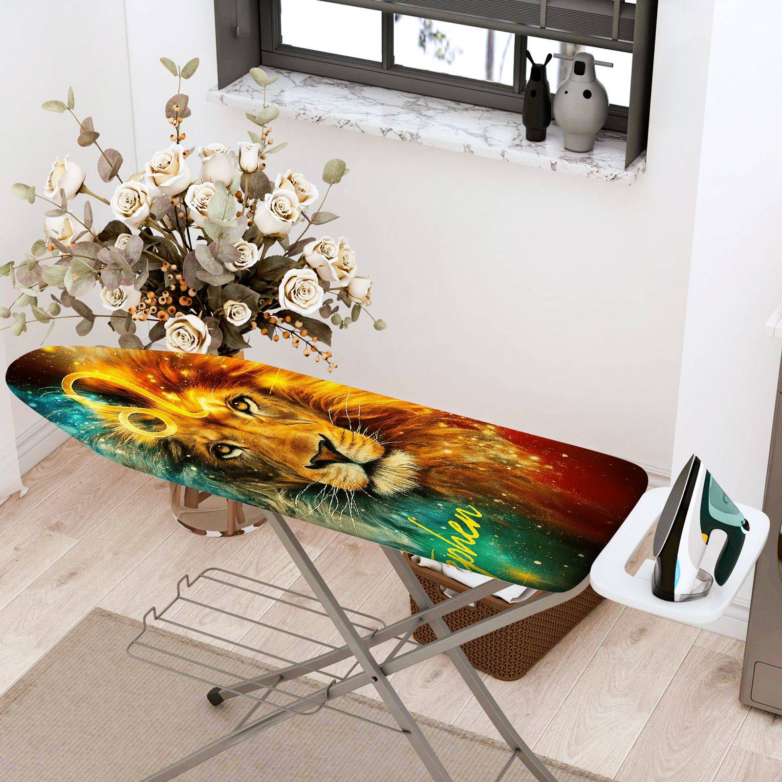 1-Piece Lion Galaxy Abstract  Ironing Board Cover, Universal Size, Without Board