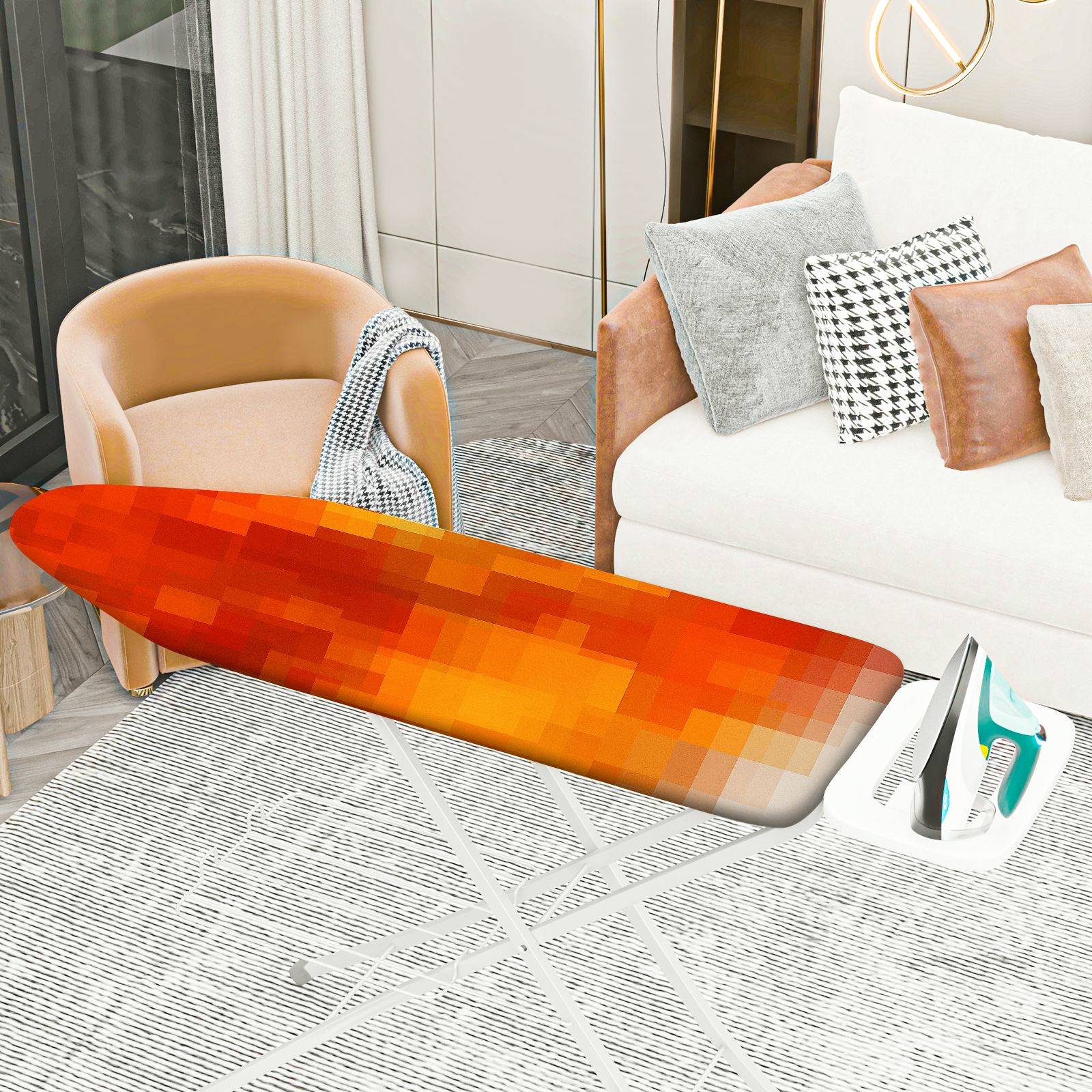 1-Piece Abstract Gradient Pixel Laundry  Ironing Board Cover, Universal Size, Without Board