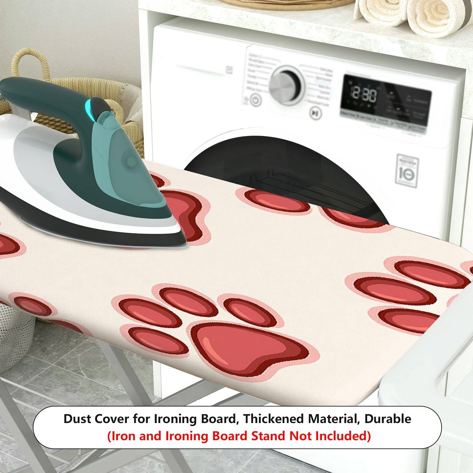 1-Piece Paw Print Red Cute Animal  Ironing Board Cover, Universal Size, Without Board