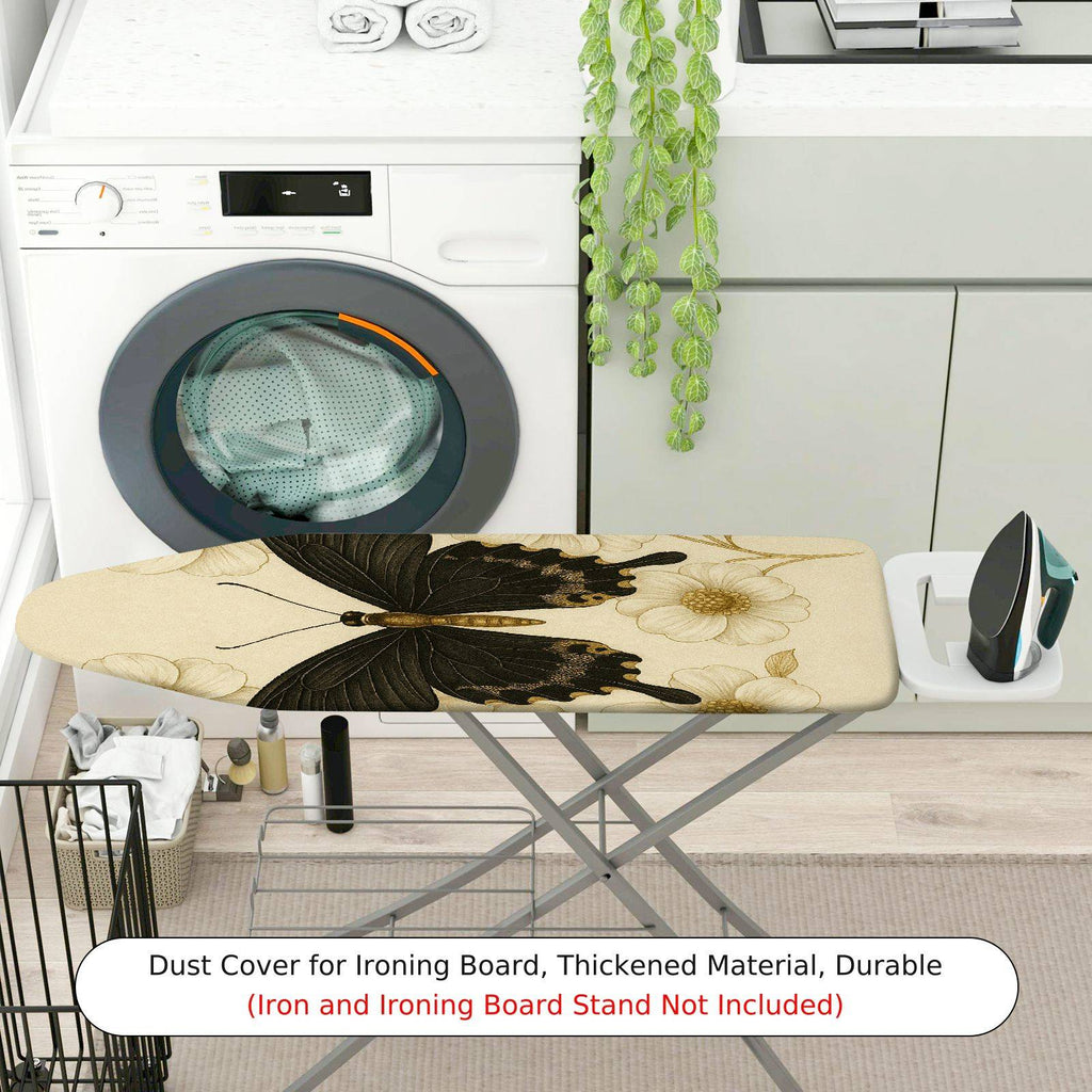 1-Piece Butterfly Floral Beige  Ironing Board Cover, Universal Size, Without Board