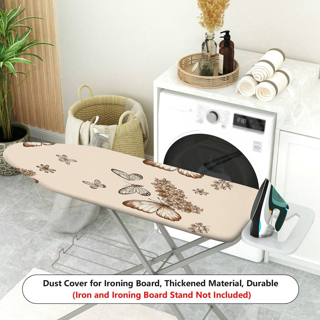 1-Piece Butterflies Flowers Pattern Beige  Ironing Board Cover, Universal Size, Without Board
