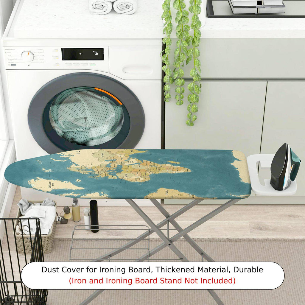 1-Piece Vintage Map Retro Travel World  Ironing Board Cover, Universal Size, Without Board