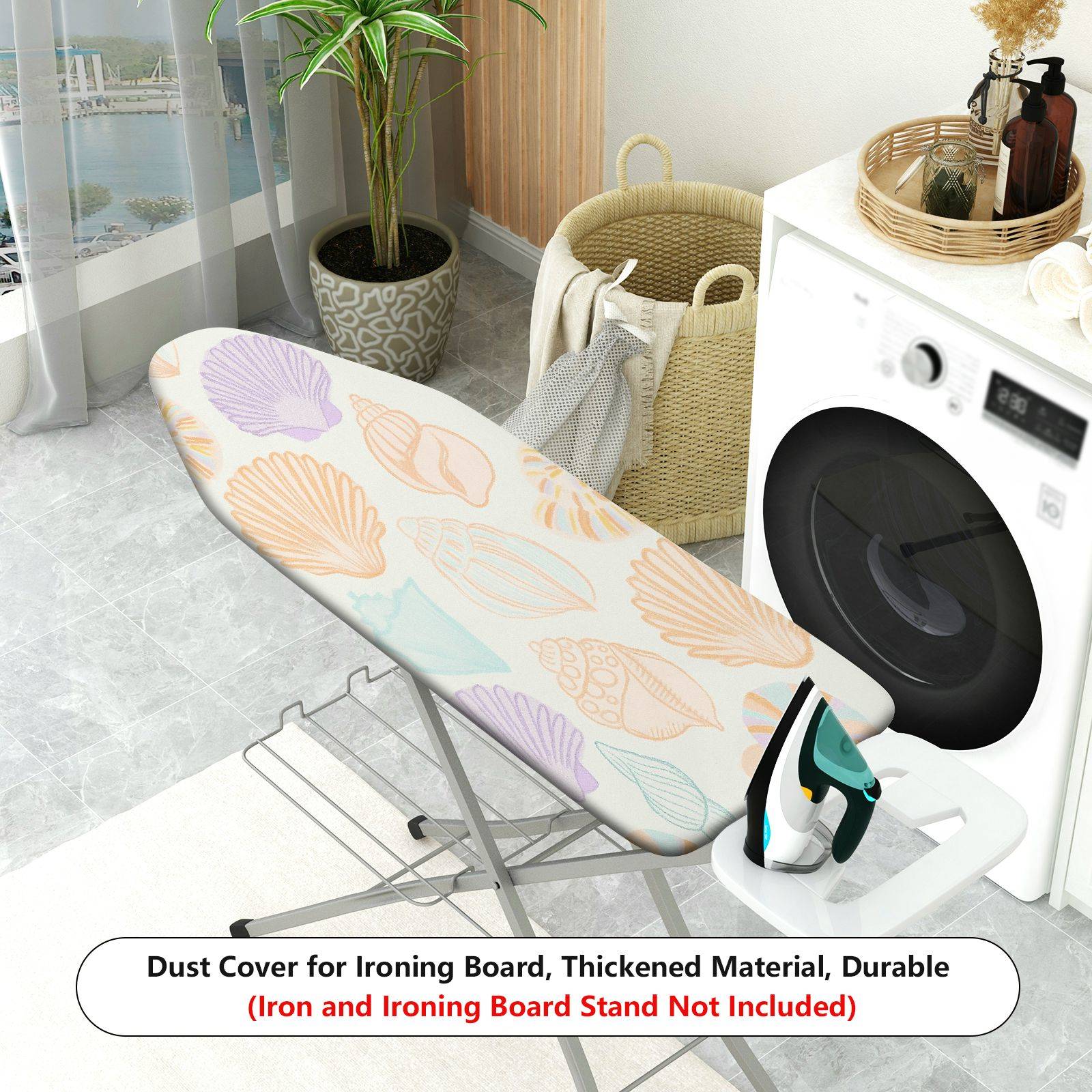 1-Piece Shell Ocean Nautical  Ironing Board Cover, Universal Size, Without Board