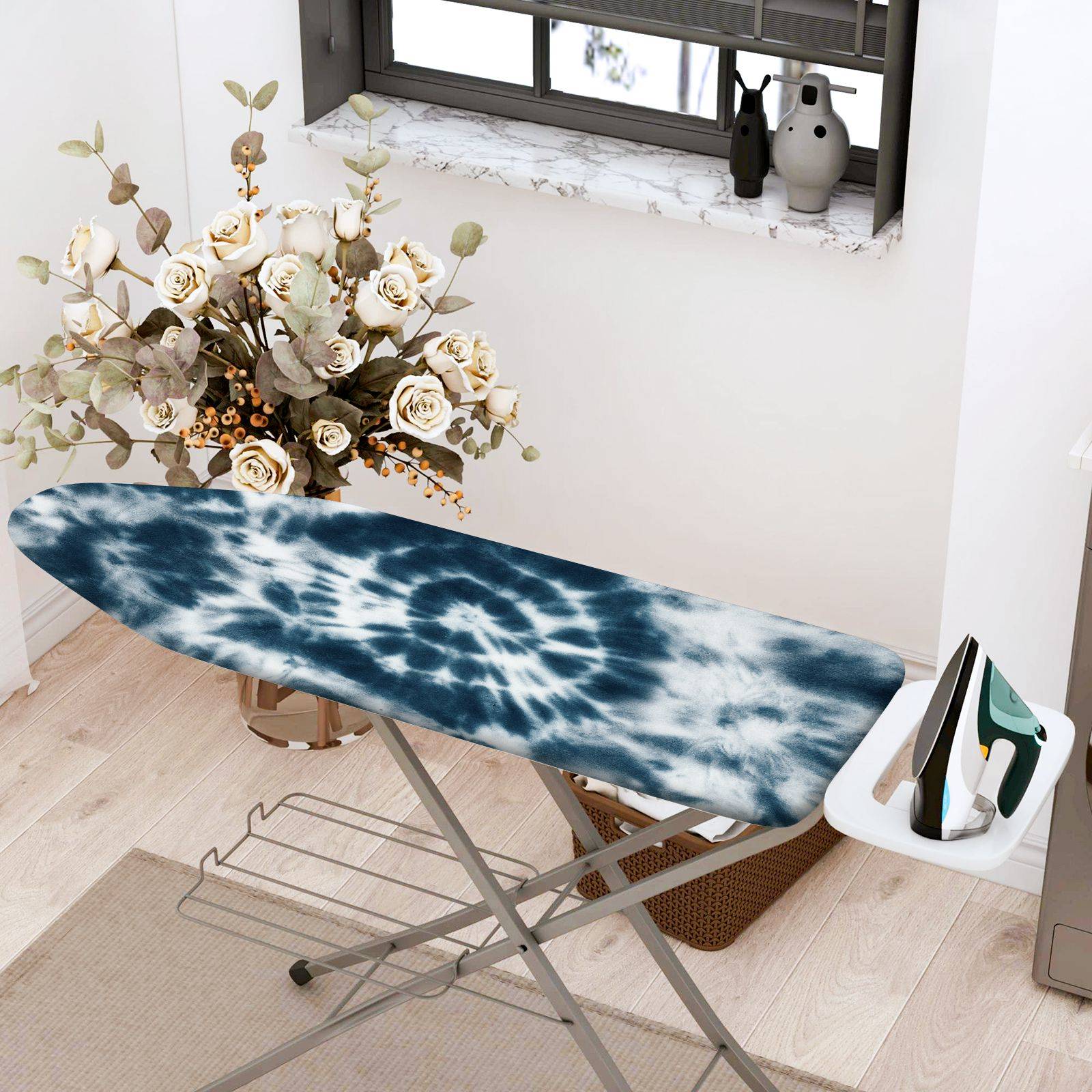 1-Piece Tie-dye Blue Abstract  Ironing Board Cover, Universal Size, Without Board