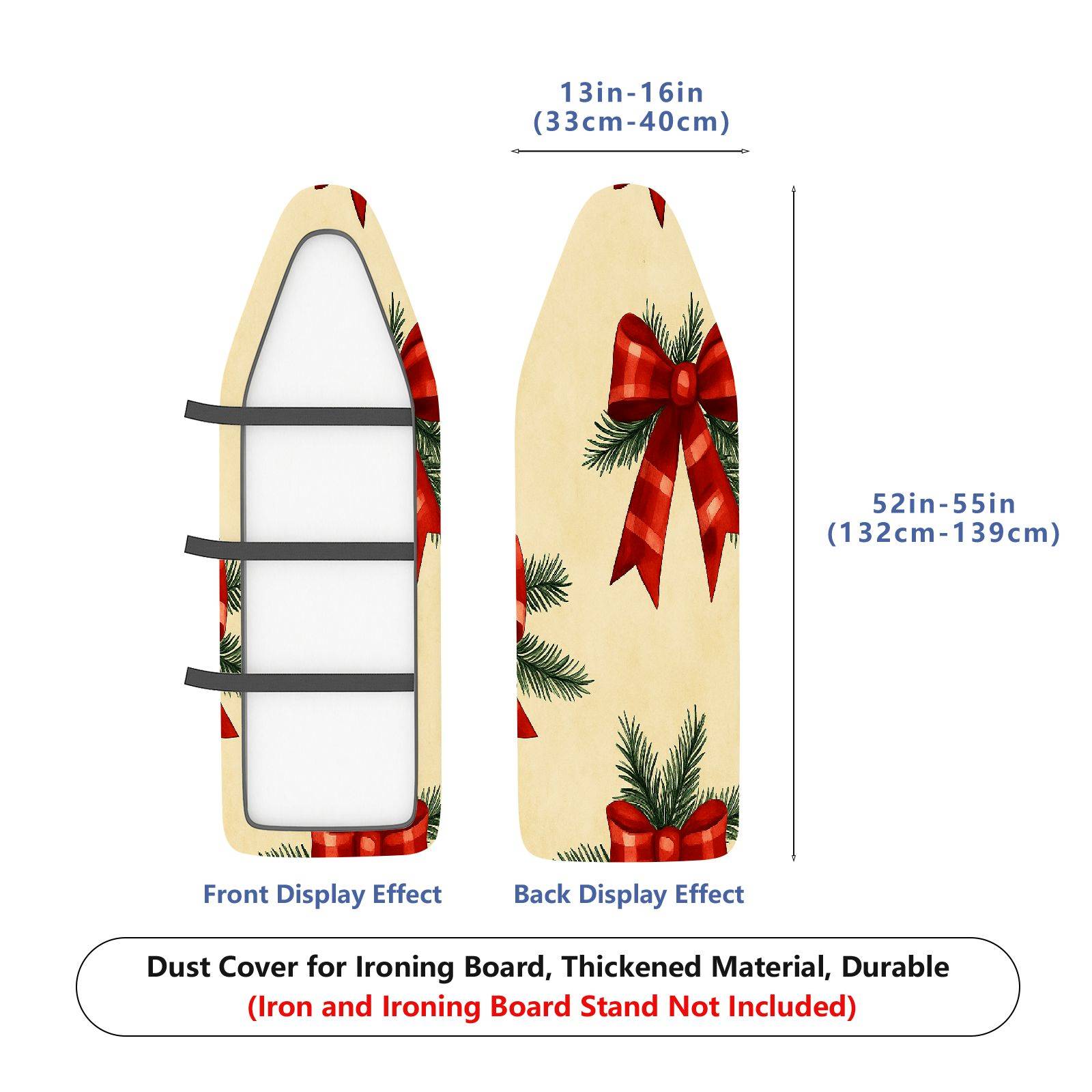1-Piece Christmas Bow Pine  Ironing Board Cover, Universal Size, Without Board