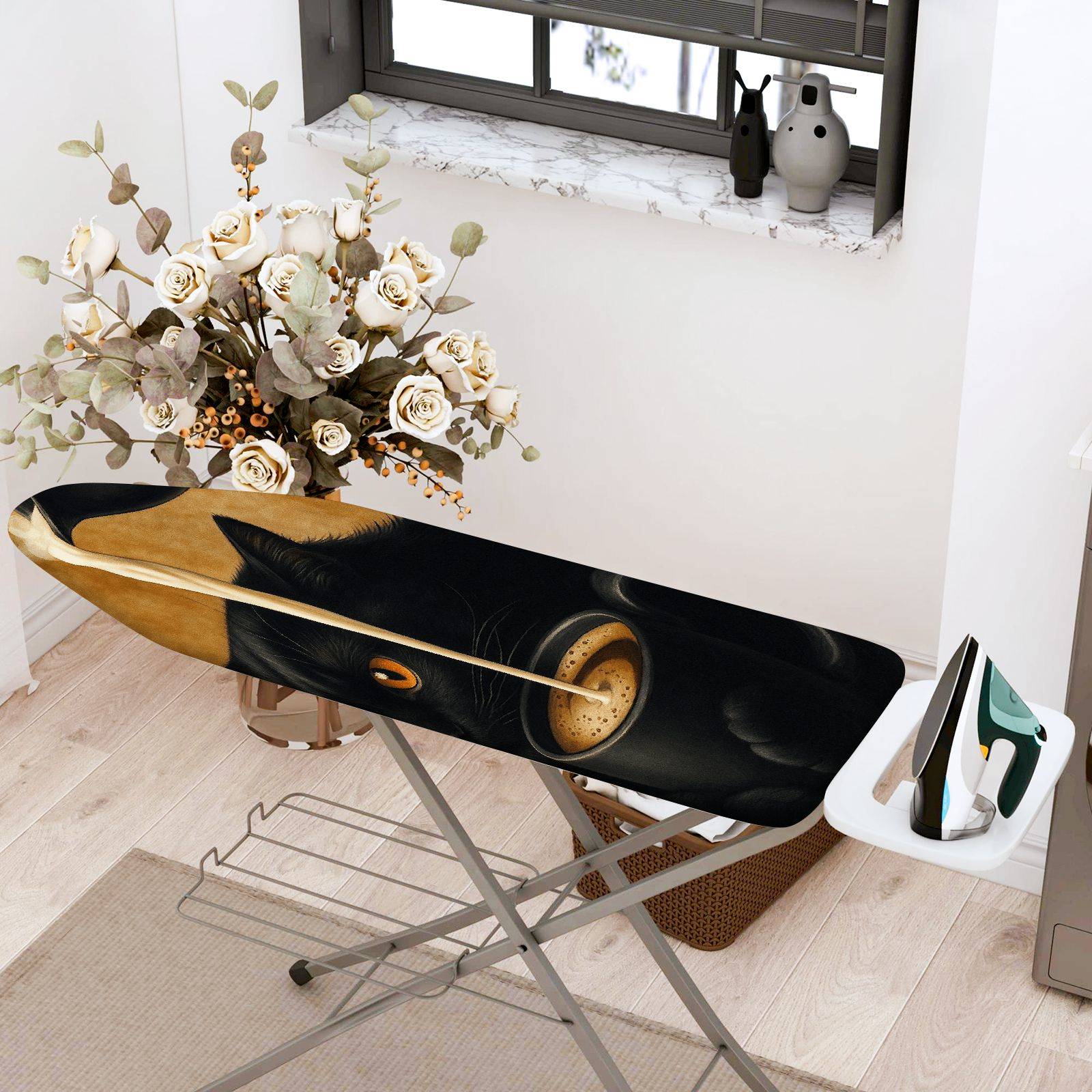 1-Piece Black Cat Artistic Animal Modern  Ironing Board Cover, Universal Size, Without Board