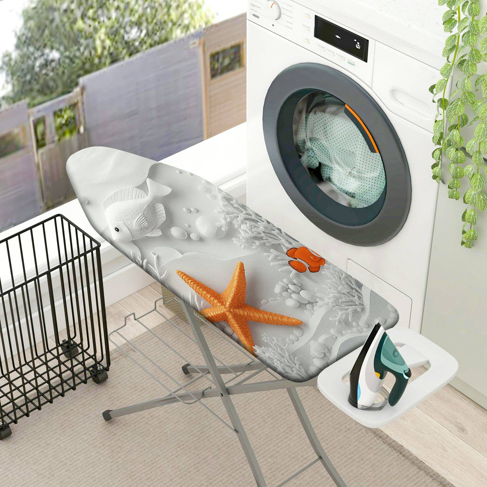 1-Piece Ocean Starfish Clownfish  Ironing Board Cover, Universal Size, Without Board
