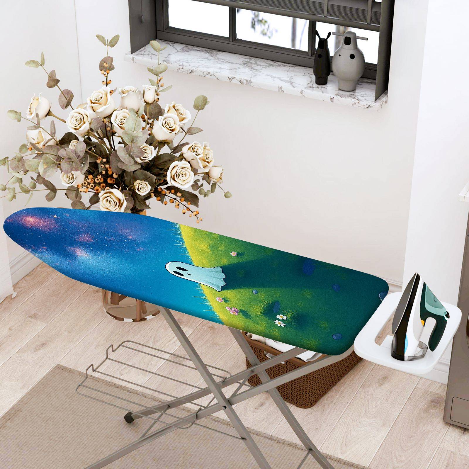 1-Piece Night Sky Ghost Animal  Ironing Board Cover, Universal Size, Without Board