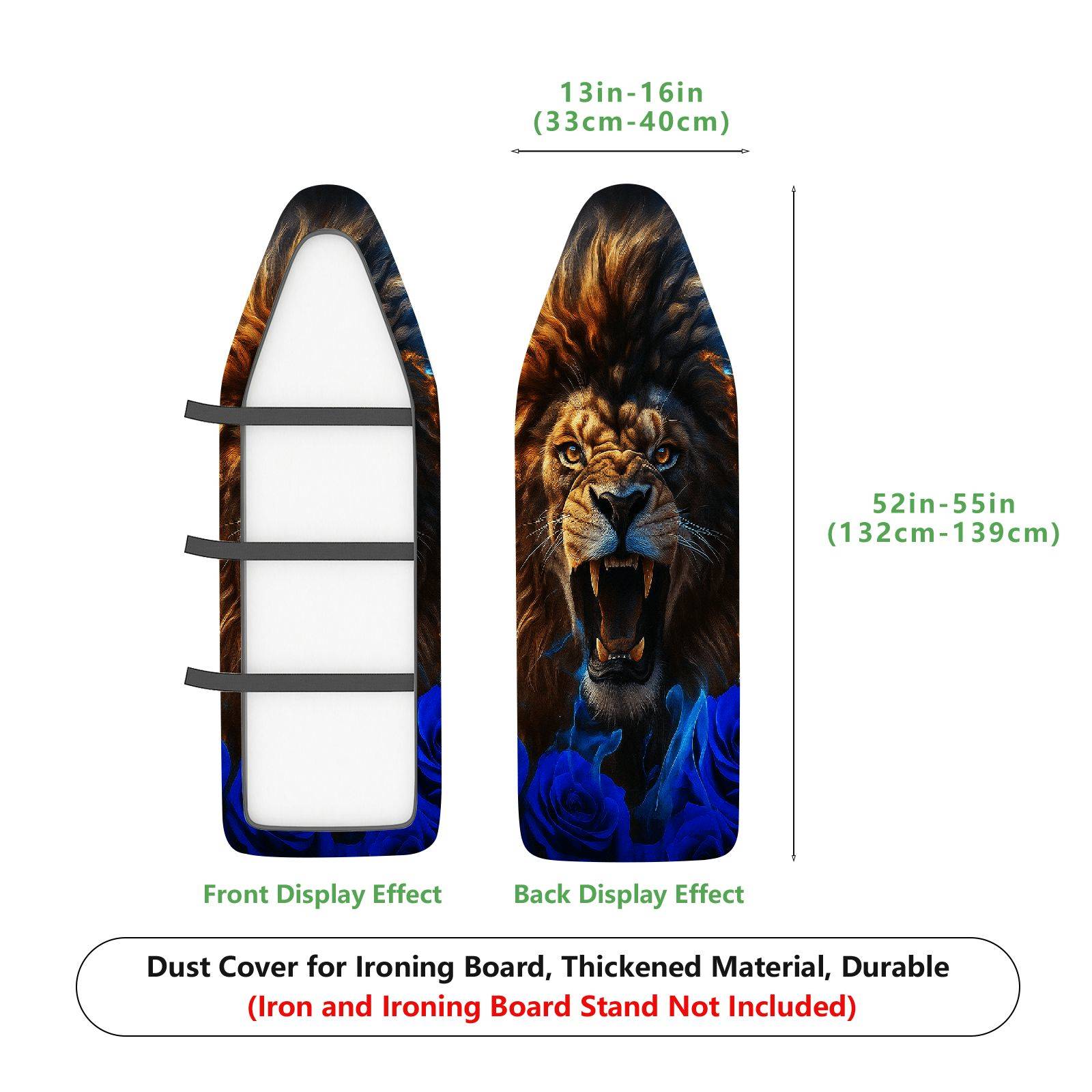 1-Piece Lion Blue Rose Abstract  Ironing Board Cover, Universal Size, Without Board