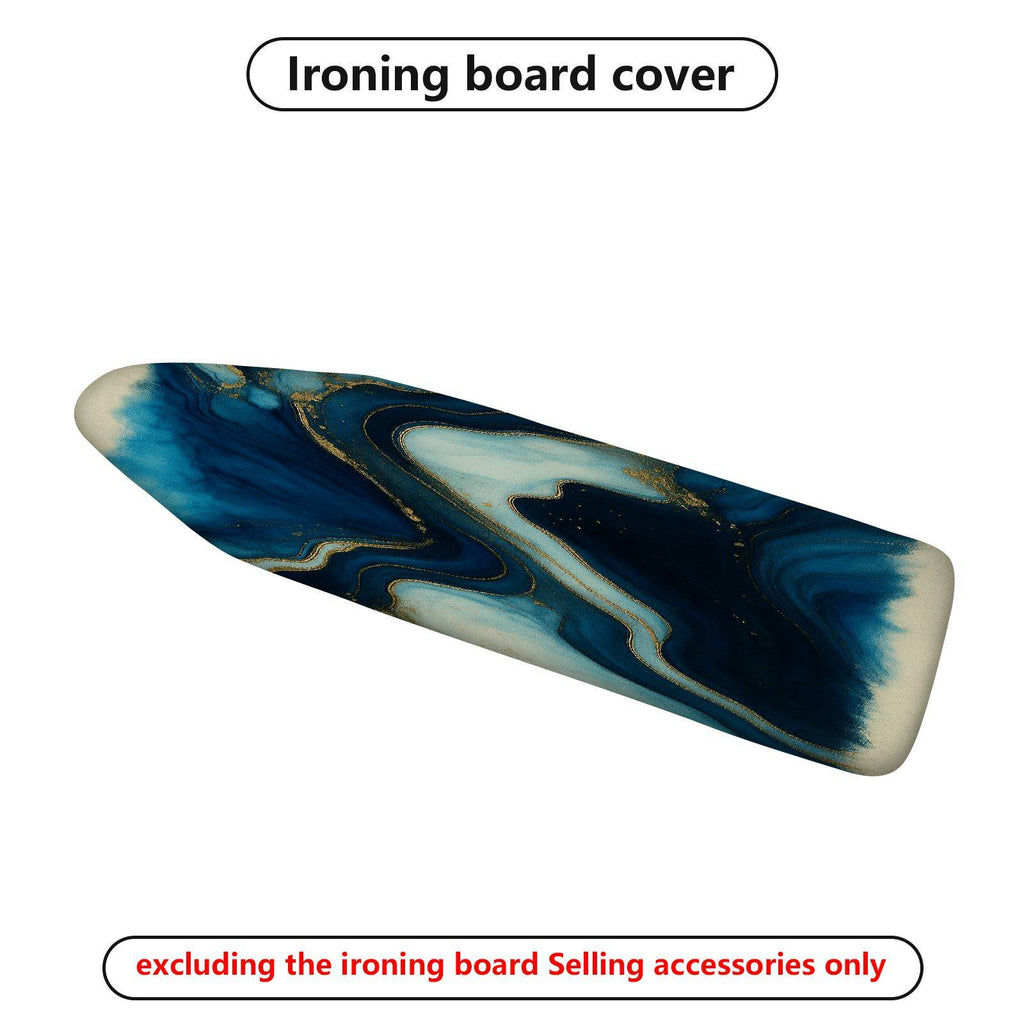 1-Piece Marble Abstract Blue Gold  Ironing Board Cover, Universal Size, Without Board