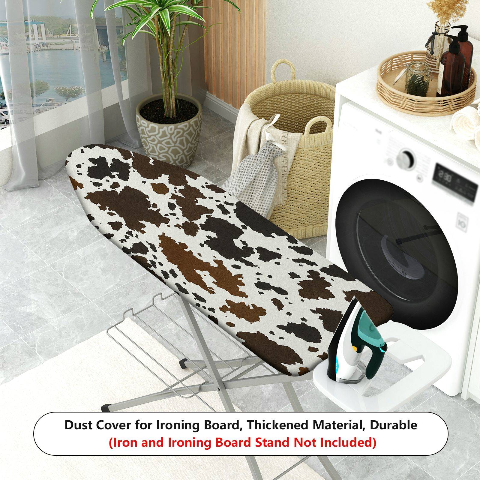1-Piece Cow Pattern Animal Print Brown Black Theme  Ironing Board Cover, Universal Size, Without Board