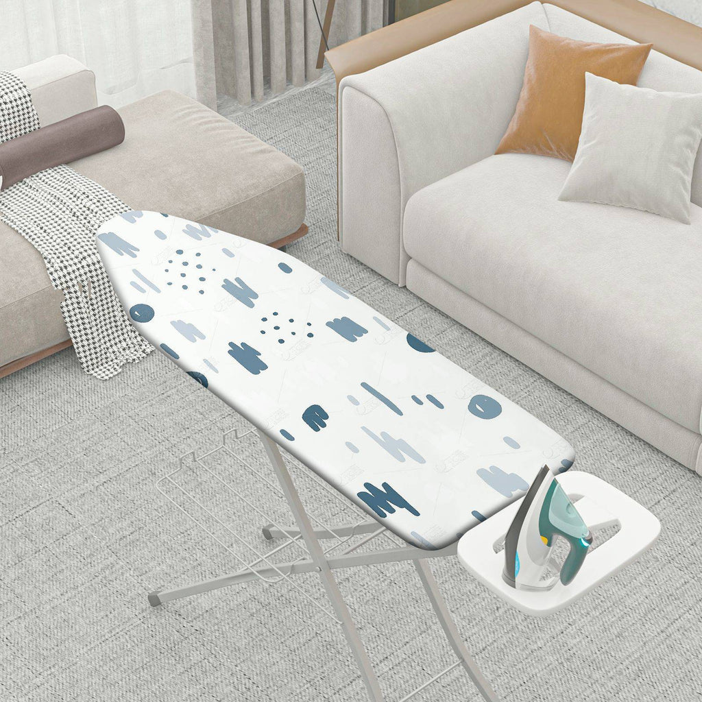 1-Piece Abstract Art Pattern White Blue Splash  Ironing Board Cover, Universal Size, Without Board