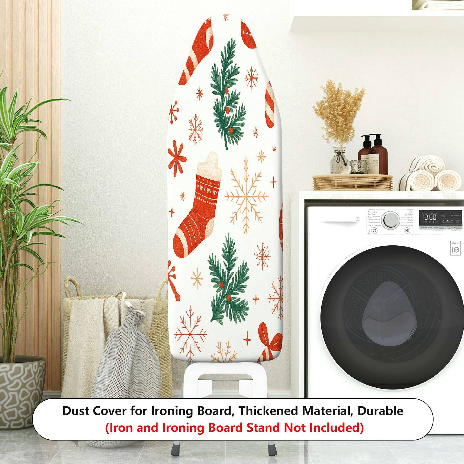 1-Piece Christmas Stocking Tree Snowflake  Ironing Board Cover, Universal Size, Without Board
