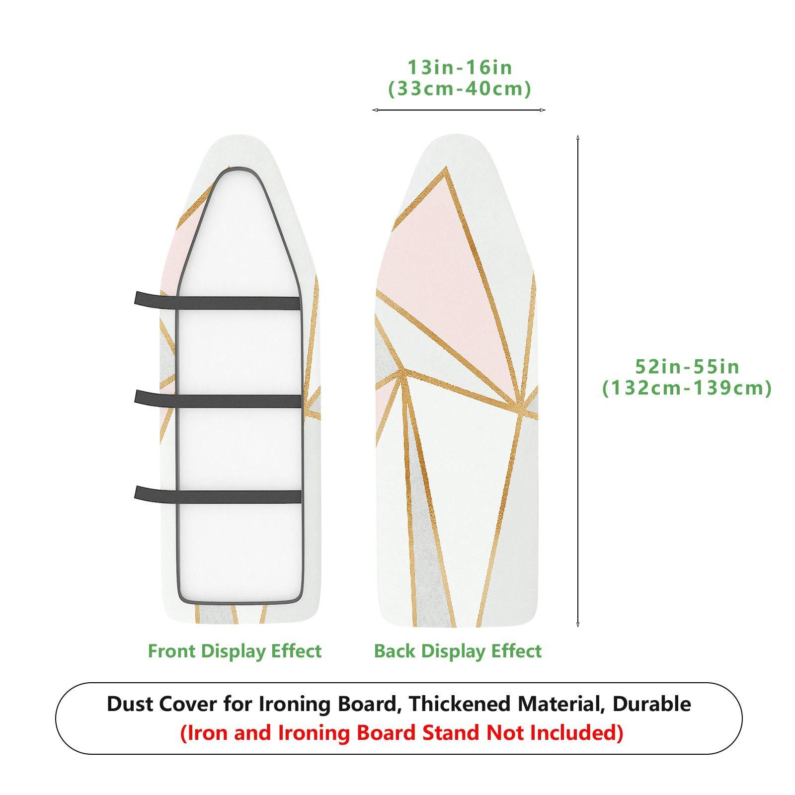 1-Piece geometric pattern white pink gold  Ironing Board Cover, Universal Size, Without Board