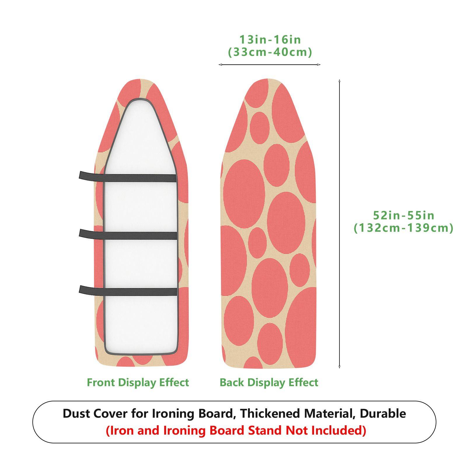 1-Piece Pink Polka Dots Pattern  Ironing Board Cover, Universal Size, Without Board