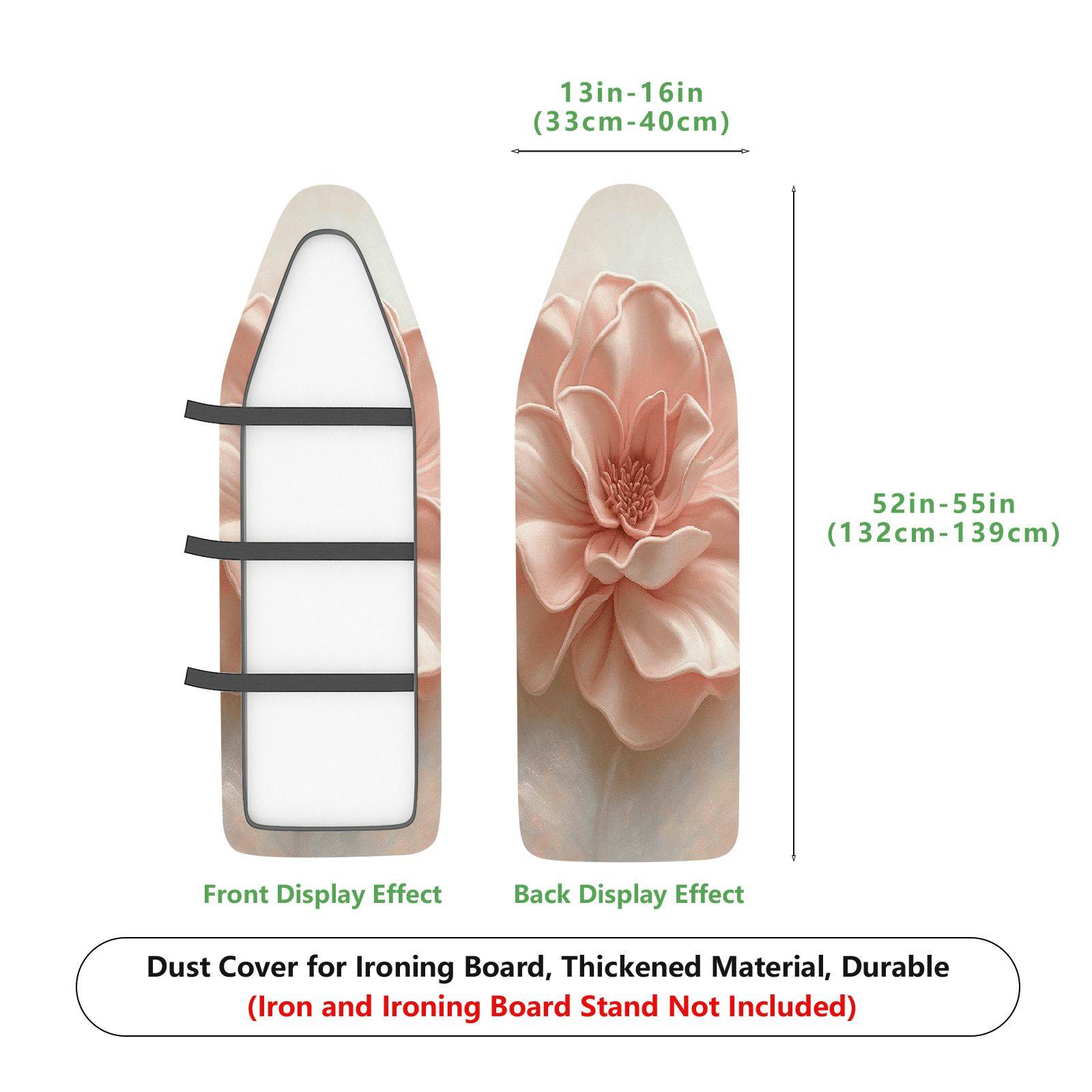 1-Piece Floral Elegant Pink  Ironing Board Cover, Universal Size, Without Board