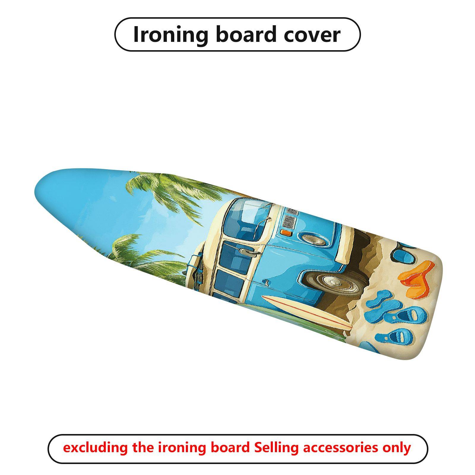 1-Piece Retro Travel Beach  Ironing Board Cover, Universal Size, Without Board