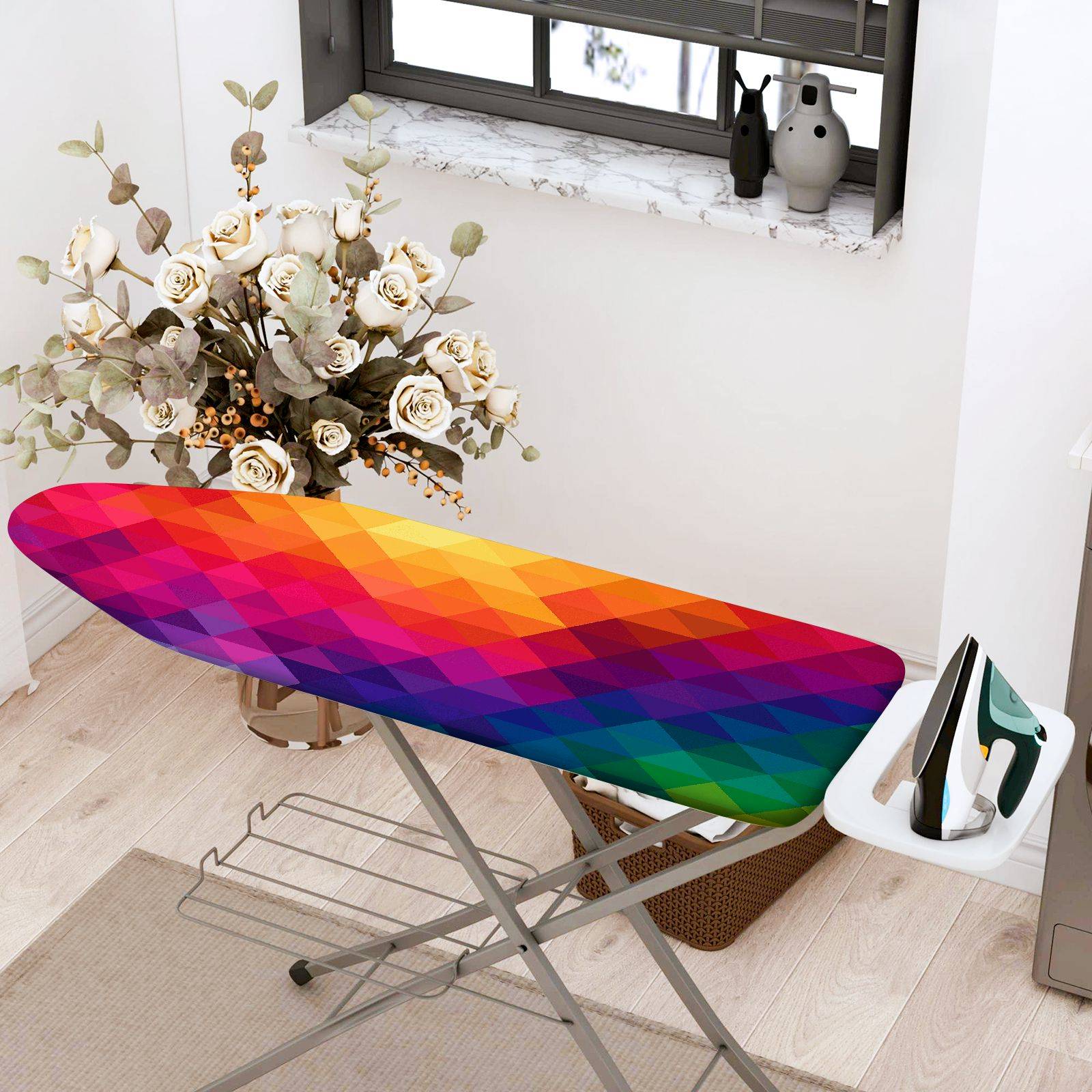 1-Piece Colorful Geometric Abstract  Ironing Board Cover, Universal Size, Without Board
