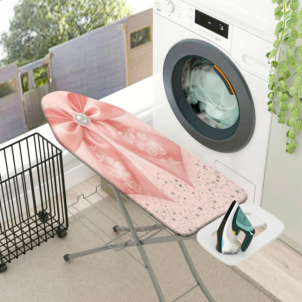 1-Piece Pink Floral Ribbon  Ironing Board Cover, Universal Size, Without Board
